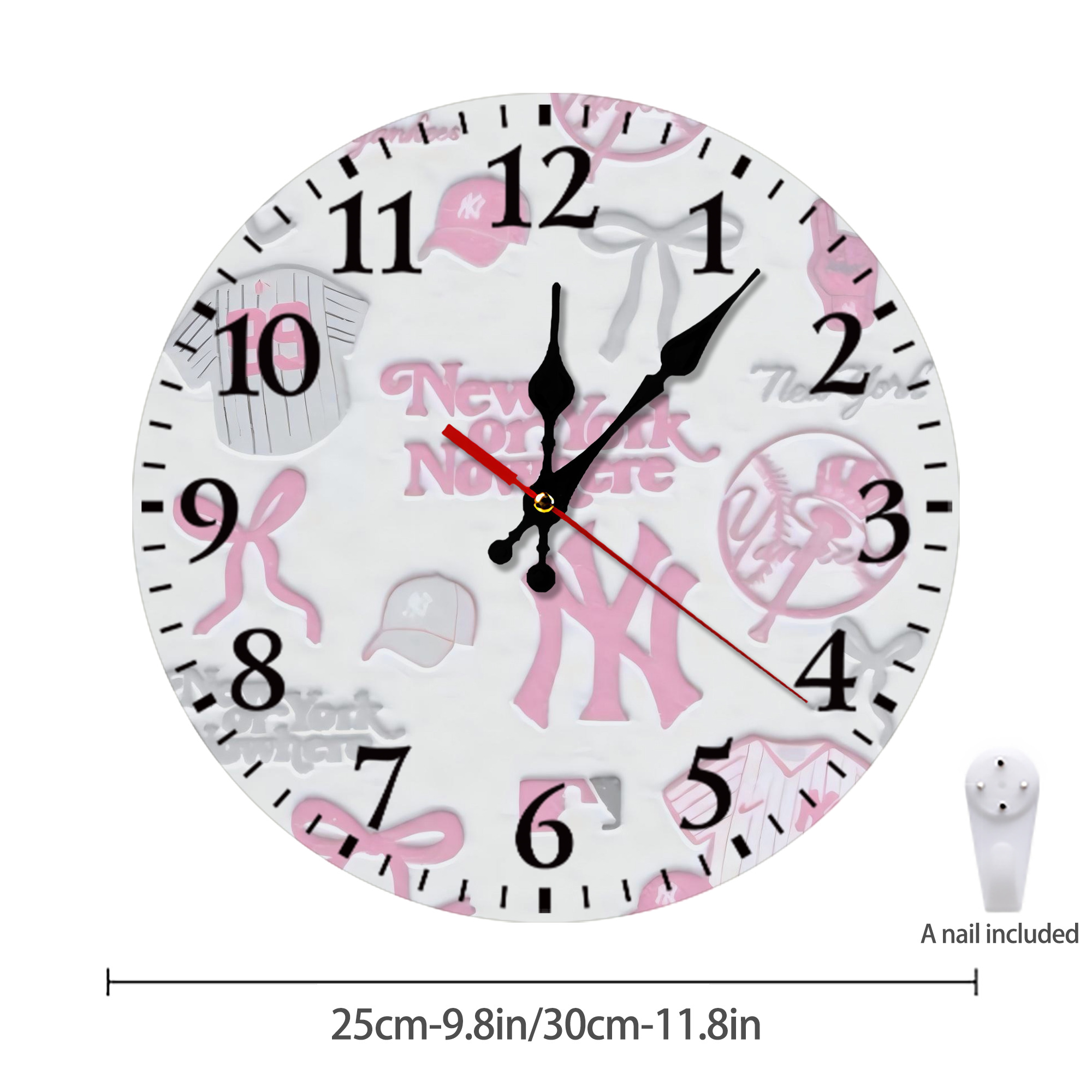 New York Yankees 206 Silent Round Wall Clock – Modern & Stylish DIY Design, Durable Wood Construction, Easy To Install – Perfect For Office, Bedroom, Living Room, And More