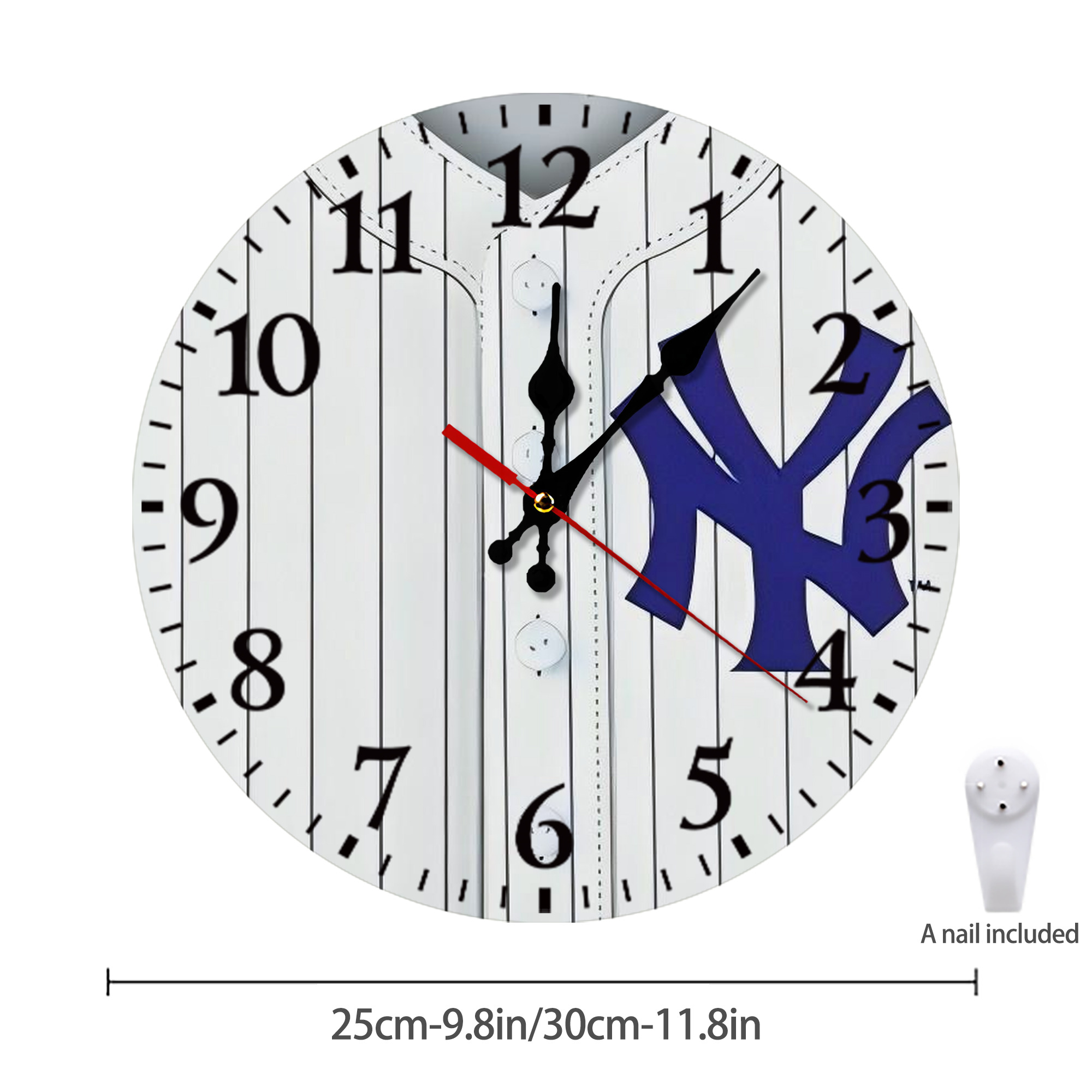 New York Yankees 213 Silent Round Wall Clock – Modern & Stylish DIY Design, Durable Wood Construction, Easy To Install – Perfect For Office, Bedroom, Living Room, And More