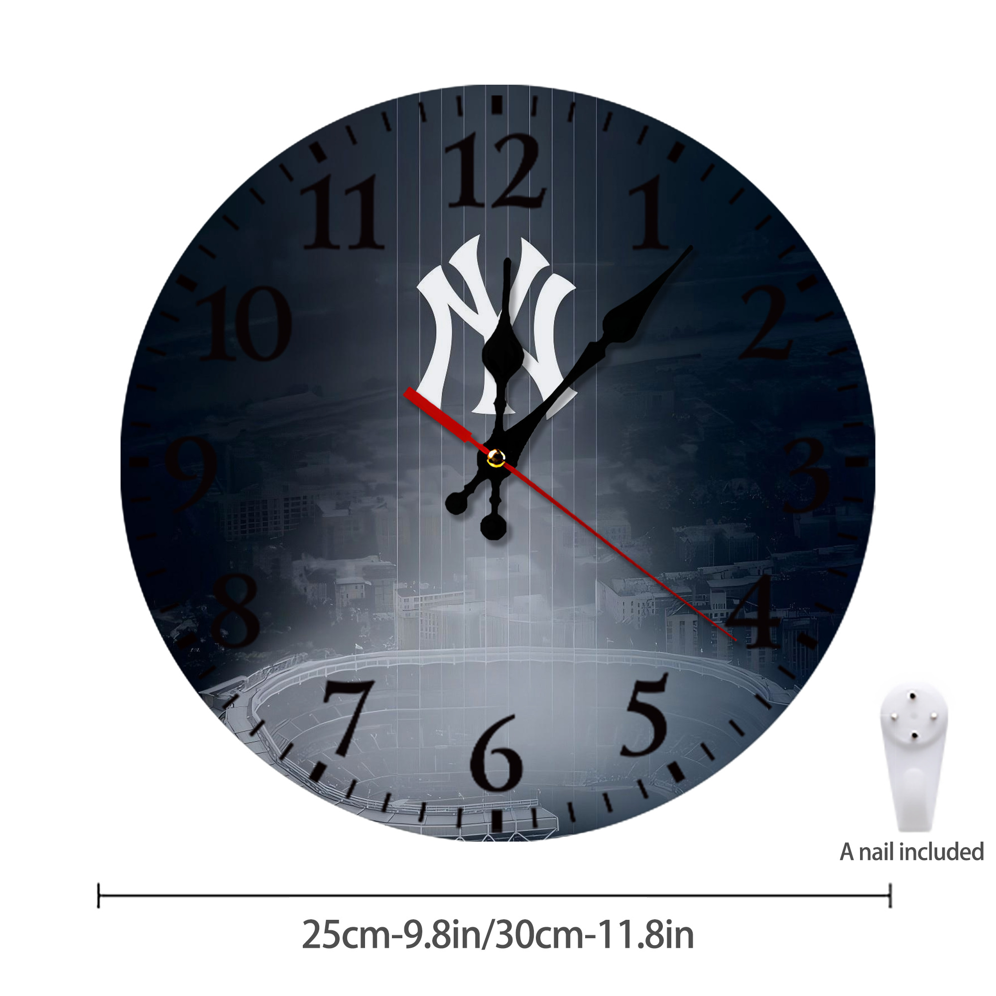 New York Yankees 225 Silent Round Wall Clock – Modern & Stylish DIY Design, Durable Wood Construction, Easy To Install – Perfect For Office, Bedroom, Living Room, And More