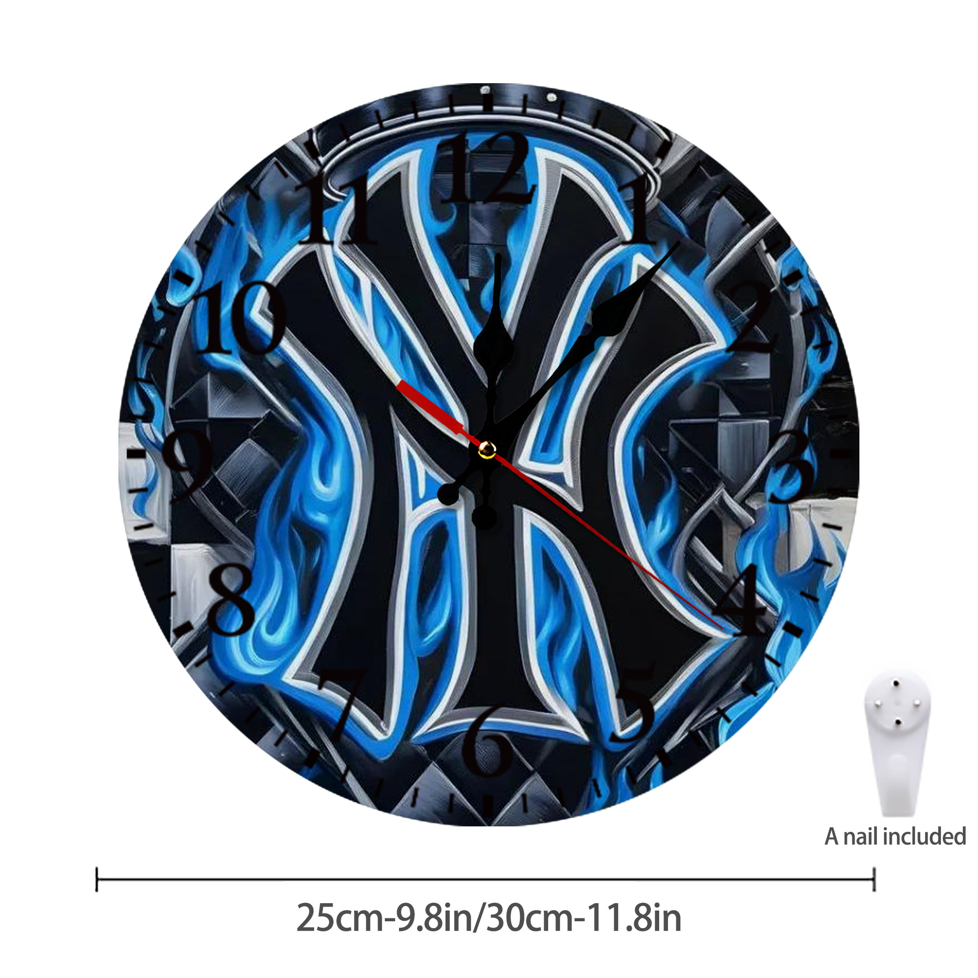 New York Yankees 324 Silent Round Wall Clock – Modern & Stylish DIY Design, Durable Wood Construction, Easy To Install – Perfect For Office, Bedroom, Living Room, And More
