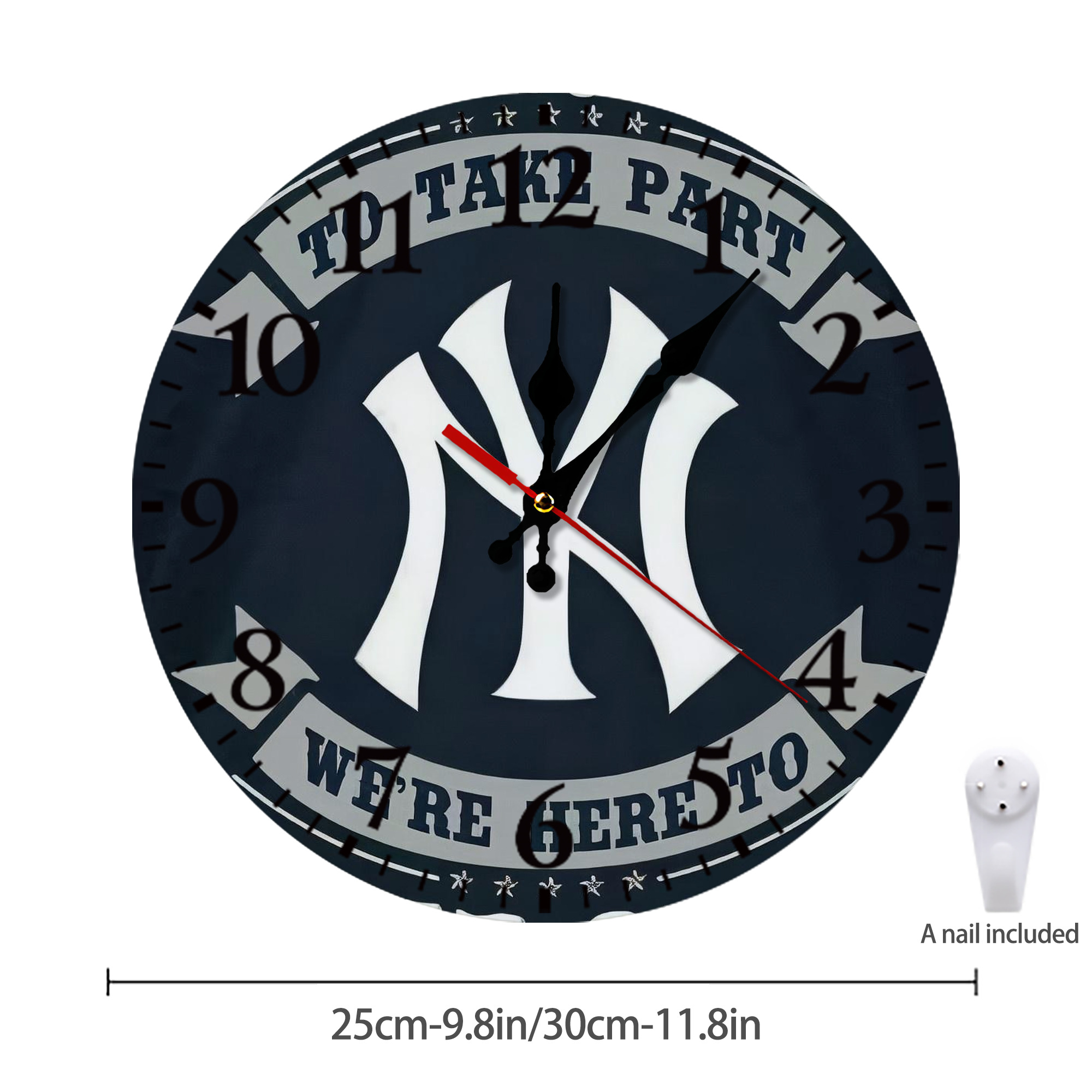 New York Yankees 302 Silent Round Wall Clock – Modern & Stylish DIY Design, Durable Wood Construction, Easy To Install – Perfect For Office, Bedroom, Living Room, And More