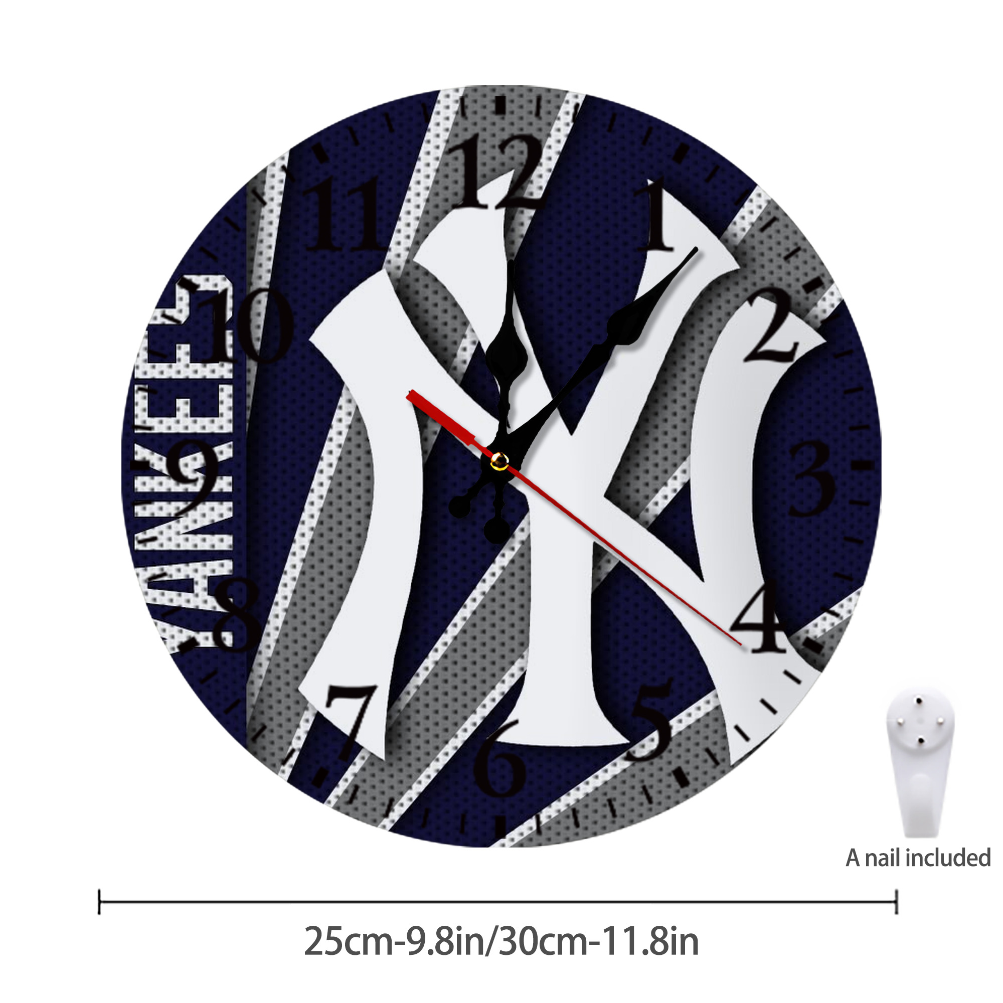 New York Yankees 321 Silent Round Wall Clock – Modern & Stylish DIY Design, Durable Wood Construction, Easy To Install – Perfect For Office, Bedroom, Living Room, And More