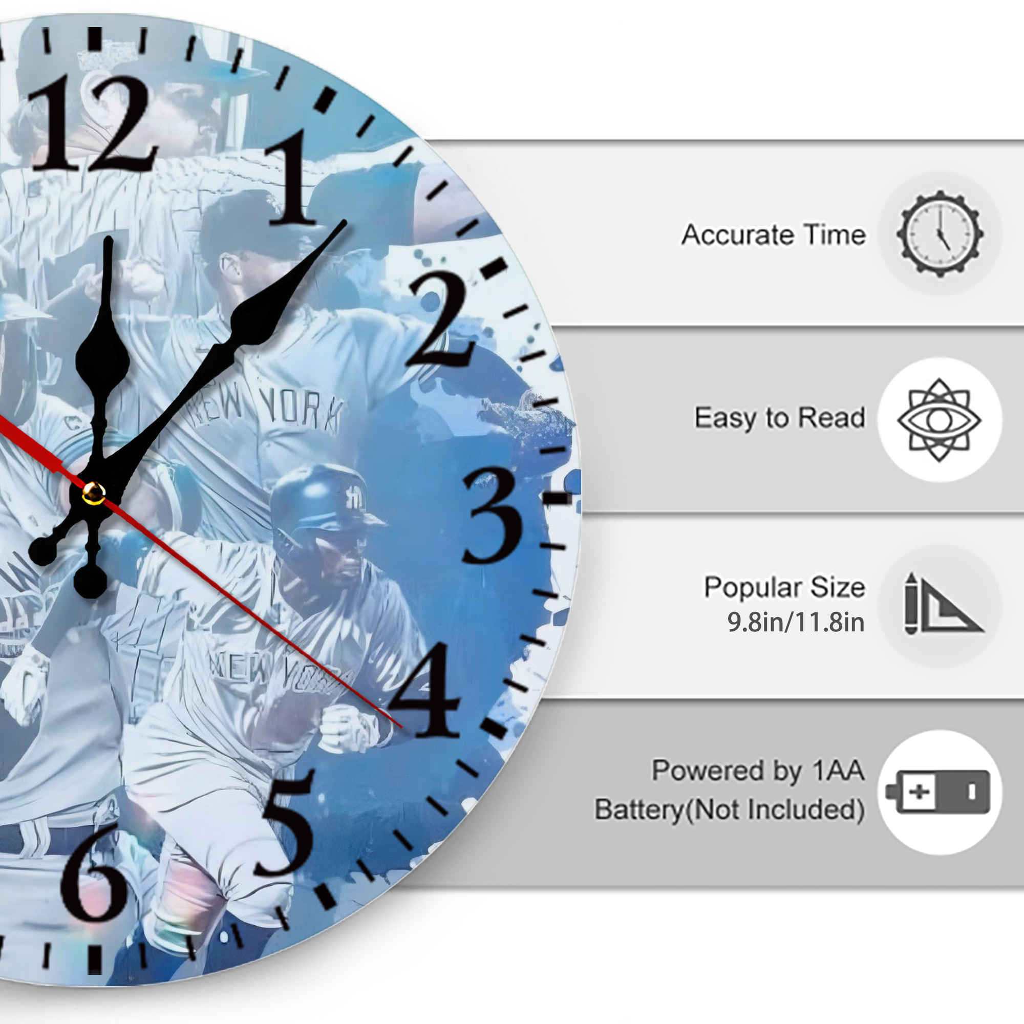 New York Yankees 329 Silent Round Wall Clock – Modern & Stylish DIY Design, Durable Wood Construction, Easy To Install – Perfect For Office, Bedroom, Living Room, And More