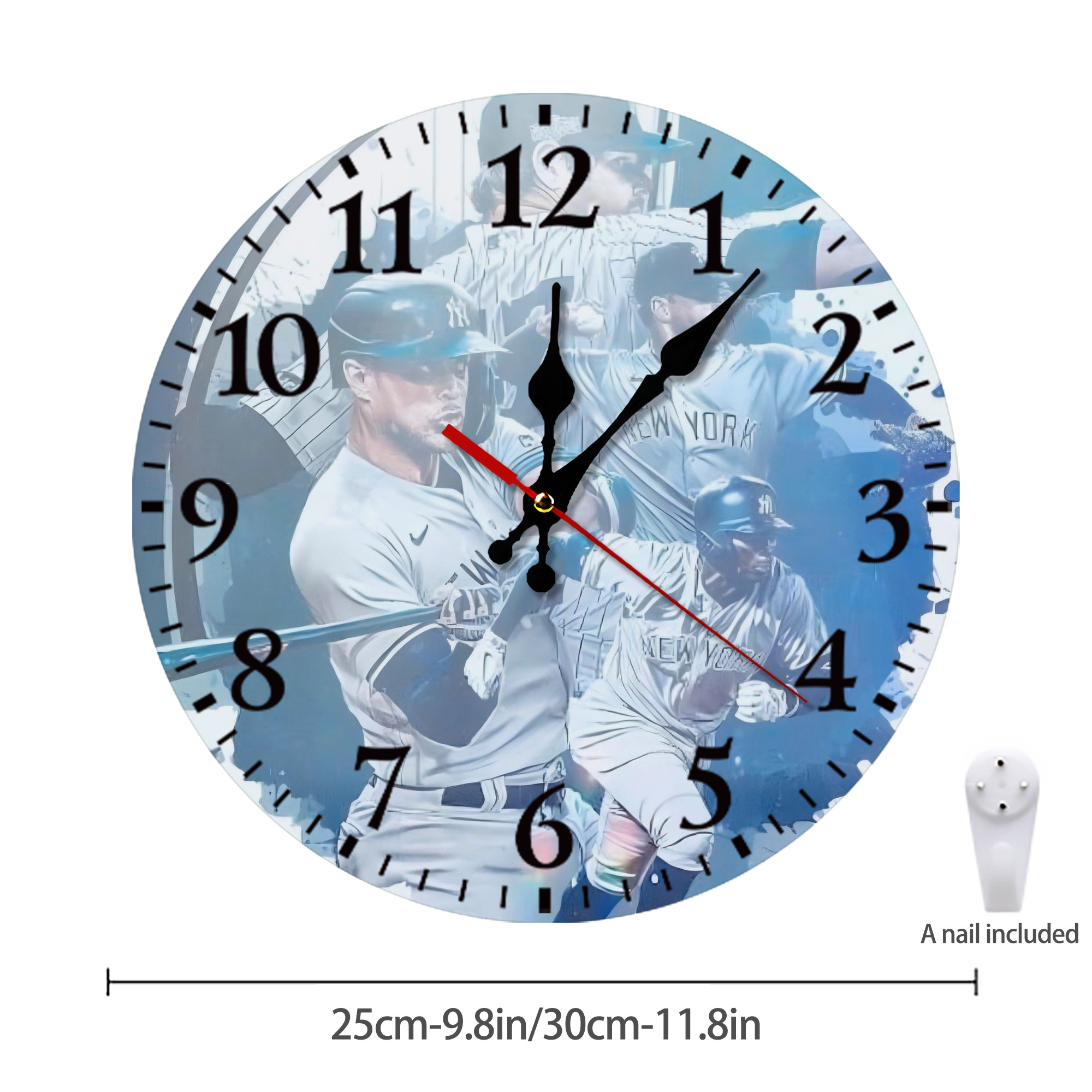 New York Yankees 329 Silent Round Wall Clock – Modern & Stylish DIY Design, Durable Wood Construction, Easy To Install – Perfect For Office, Bedroom, Living Room, And More