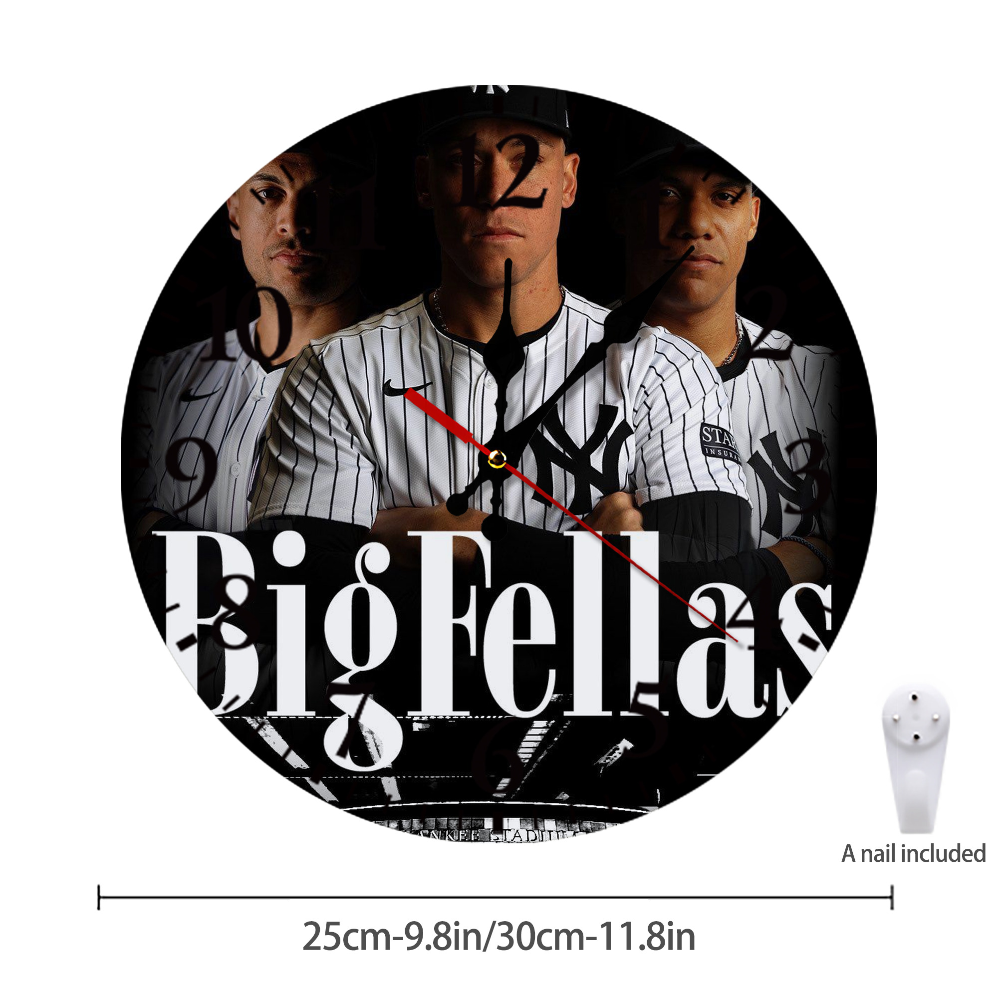 New York Yankees 341 Silent Round Wall Clock – Modern & Stylish DIY Design, Durable Wood Construction, Easy To Install – Perfect For Office, Bedroom, Living Room, And More