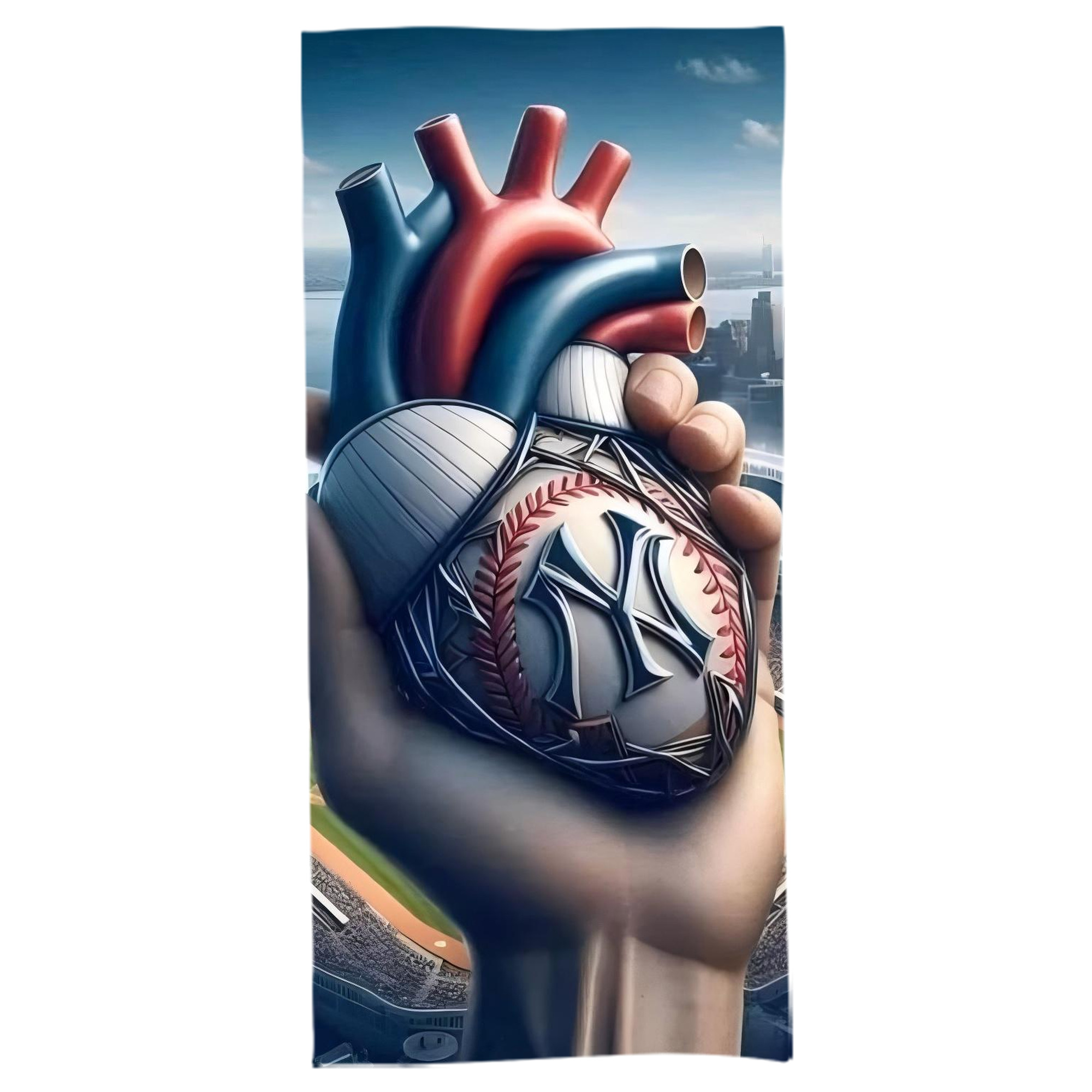 New York Yankees Heart Bath Towel 70x140 Cm – Soft & Quick Drying Polyester Shower Towel For Adults – Highly Absorbent, Lightweight, Skin-Friendly, Machine Washable – Ideal For Bathroom, Gym, Travel