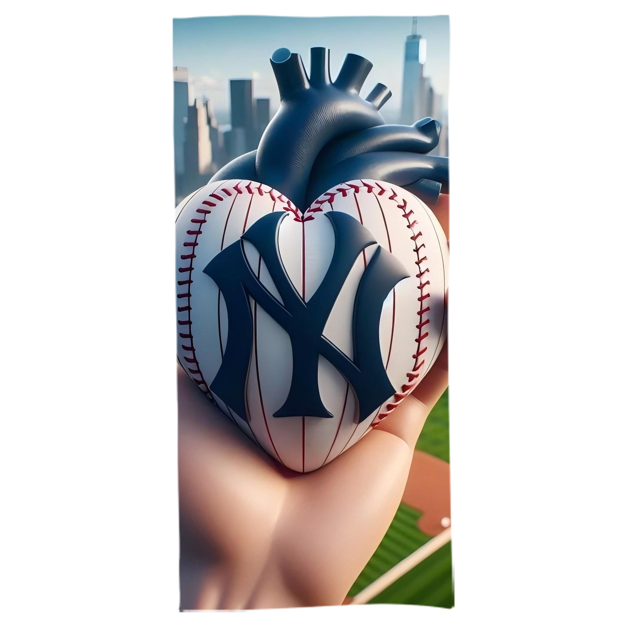 New York Yankees Heart Bath Towel 70x140 Cm – Soft & Quick Drying Polyester Shower Towel For Adults – Highly Absorbent, Lightweight, Skin-Friendly, Machine Washable – Ideal For Bathroom, Gym, Travel