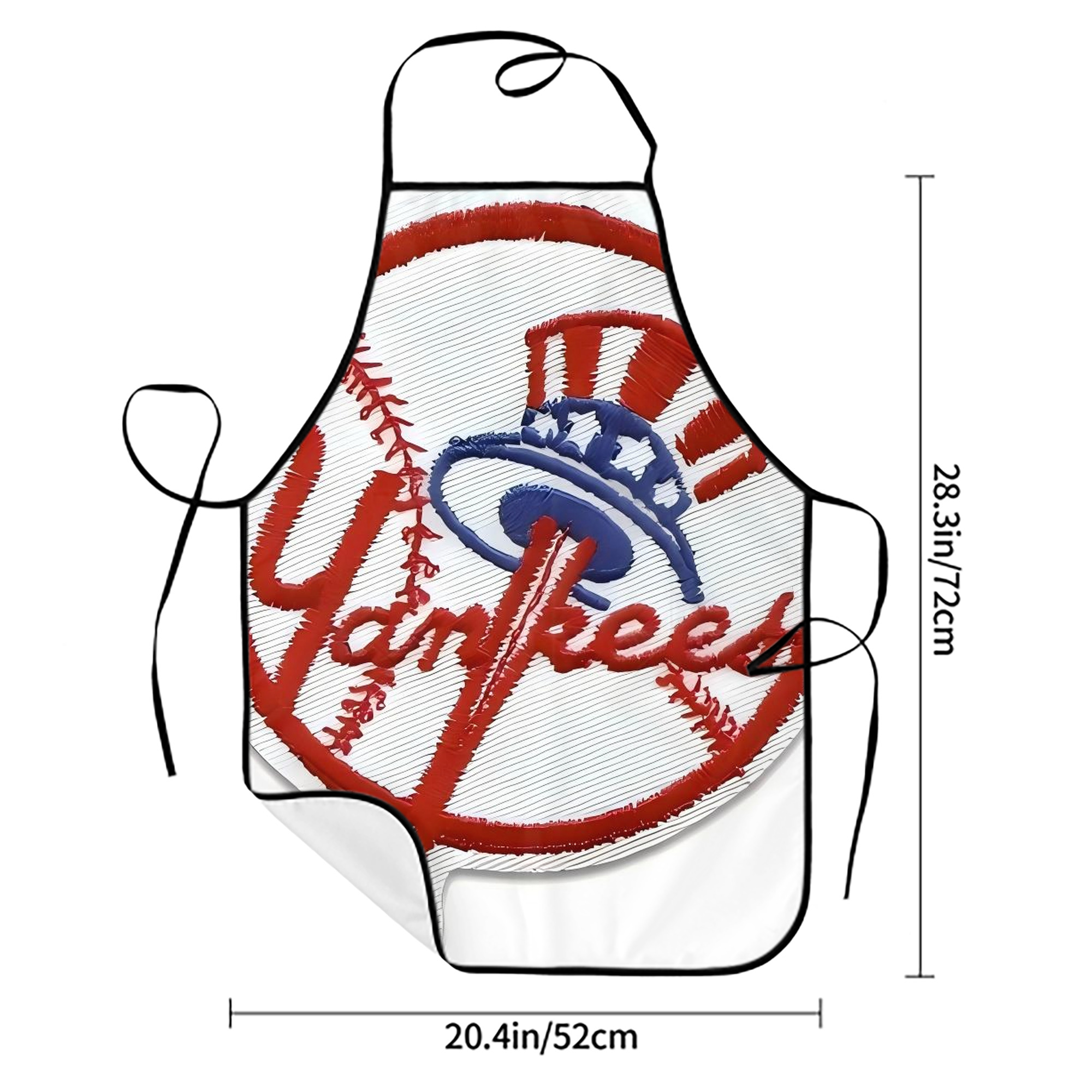 New York Yankees 123 Stain-Resistant Polyester Apron With Pocket – Full Print, Waterproof, Anti-Wrinkle, Anti-Pilling – Ideal For Kitchen, BBQ, Restaurant, Salon & More