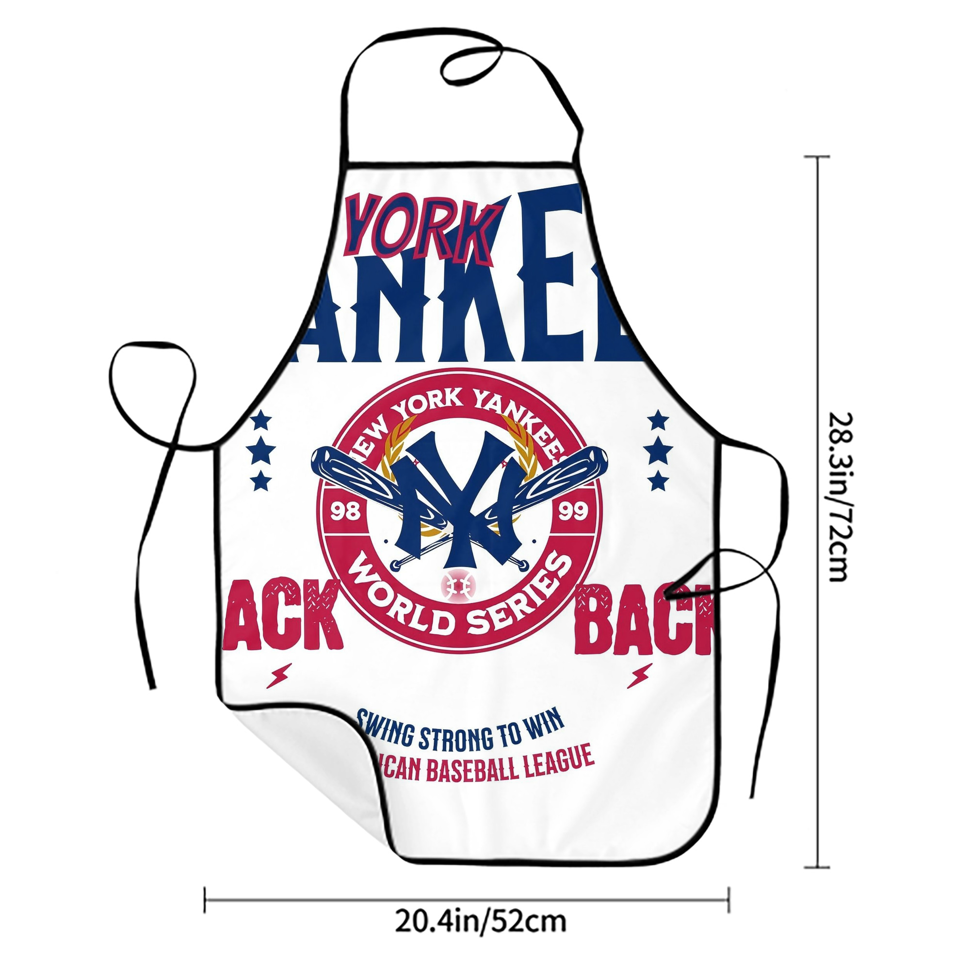 New York Yankees 179 Stain-Resistant Polyester Apron With Pocket – Full Print, Waterproof, Anti-Wrinkle, Anti-Pilling – Ideal For Kitchen, BBQ, Restaurant, Salon & More