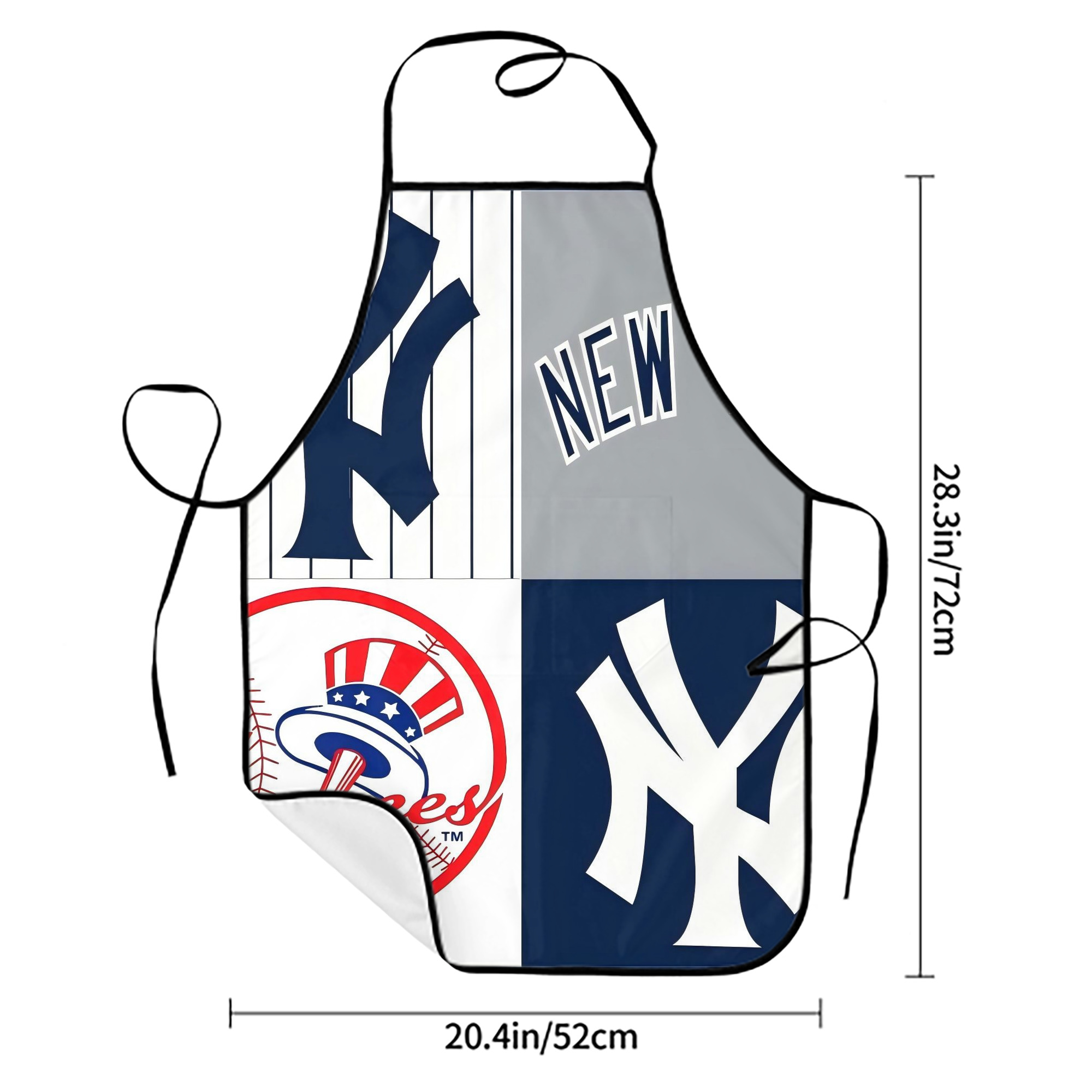 New York Yankees 238 Stain-Resistant Polyester Apron With Pocket – Full Print, Waterproof, Anti-Wrinkle, Anti-Pilling – Ideal For Kitchen, BBQ, Restaurant, Salon & More