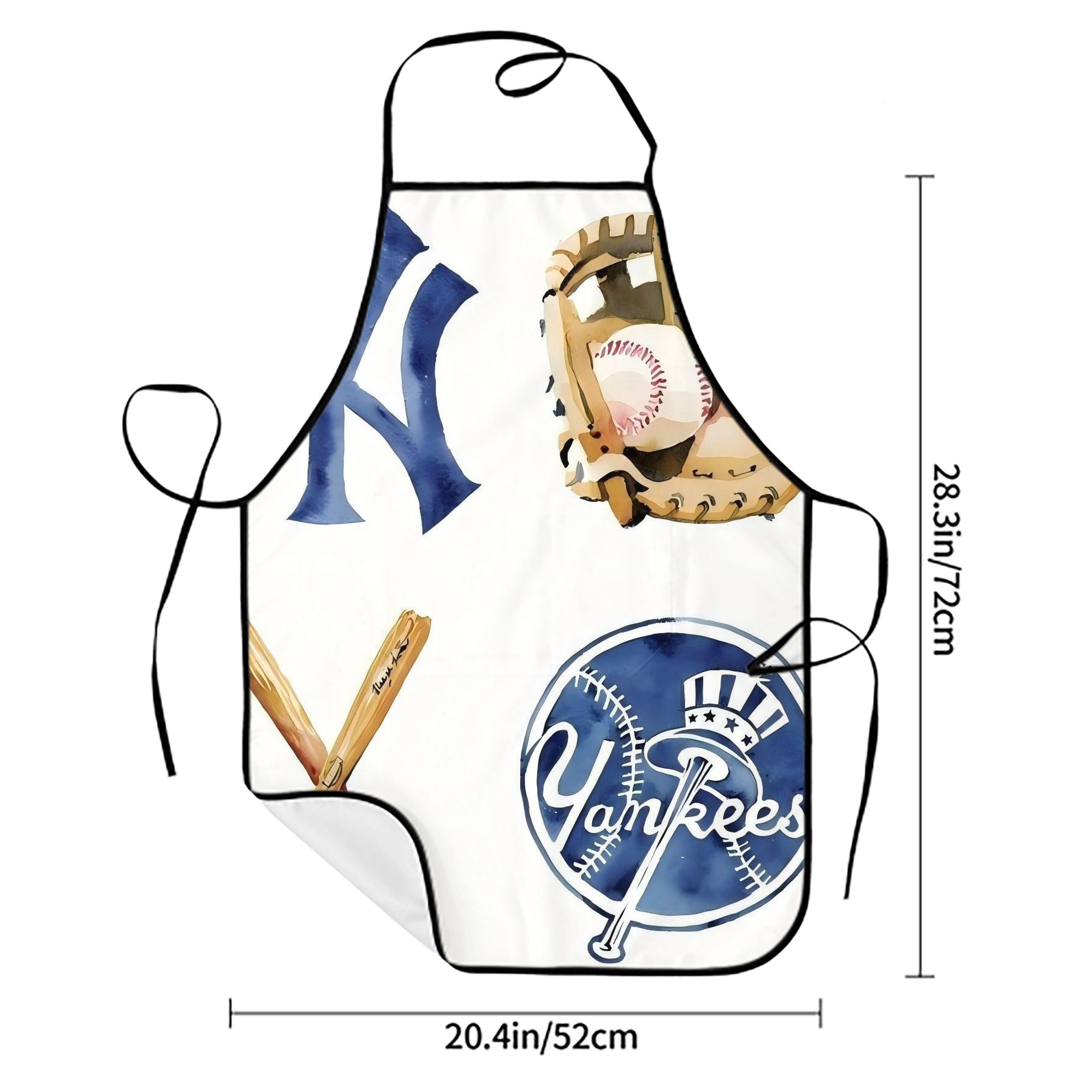 New York Yankees 119 Stain-Resistant Polyester Apron With Pocket – Full Print, Waterproof, Anti-Wrinkle, Anti-Pilling – Ideal For Kitchen, BBQ, Restaurant, Salon & More