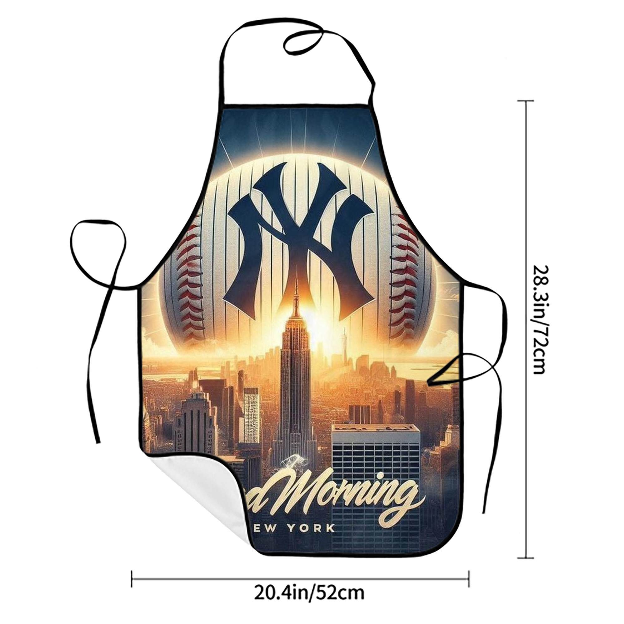 New York Yankees 111 Stain-Resistant Polyester Apron With Pocket – Full Print, Waterproof, Anti-Wrinkle, Anti-Pilling – Ideal For Kitchen, BBQ, Restaurant, Salon & More