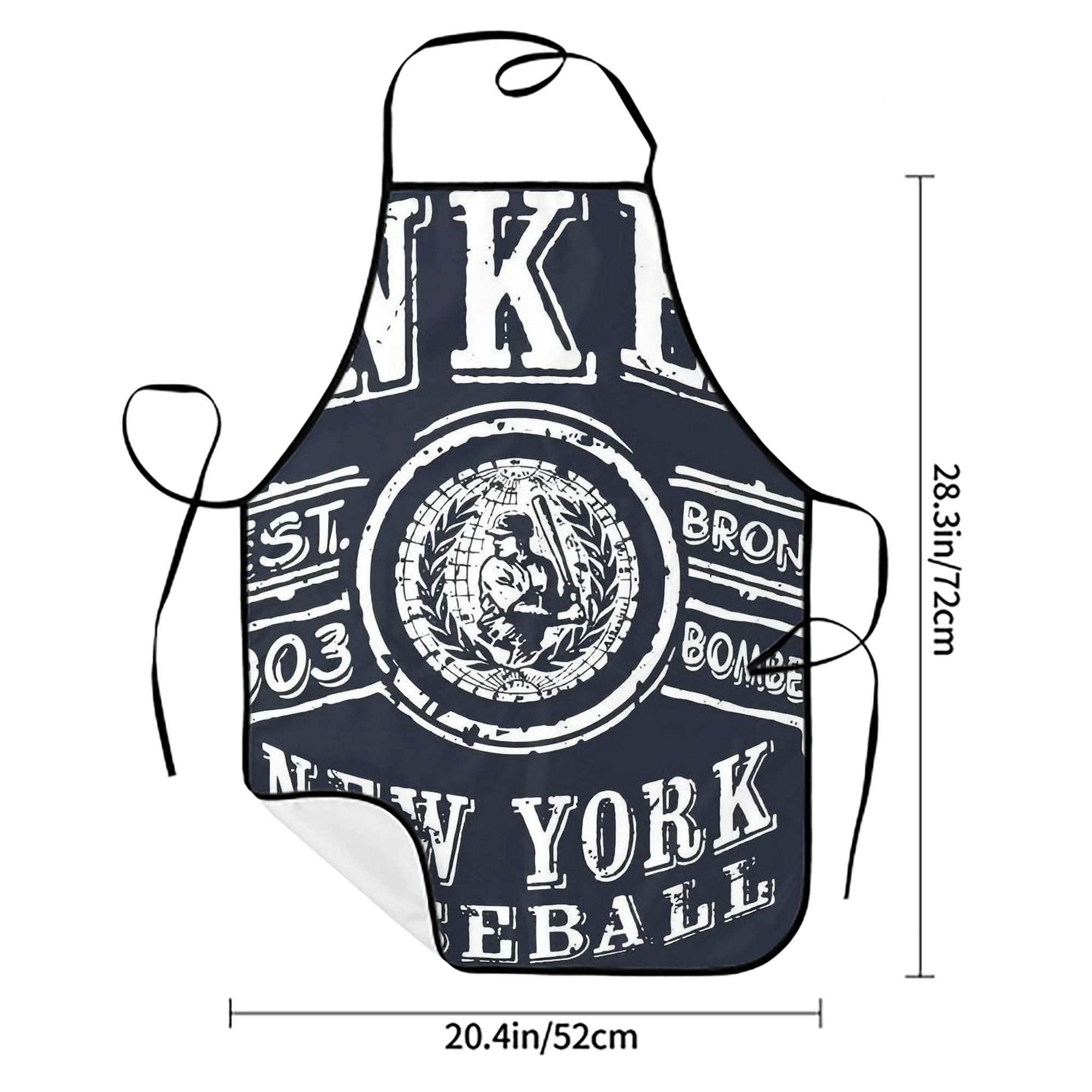 New York Yankees 252 Stain-Resistant Polyester Apron With Pocket – Full Print, Waterproof, Anti-Wrinkle, Anti-Pilling – Ideal For Kitchen, BBQ, Restaurant, Salon & More