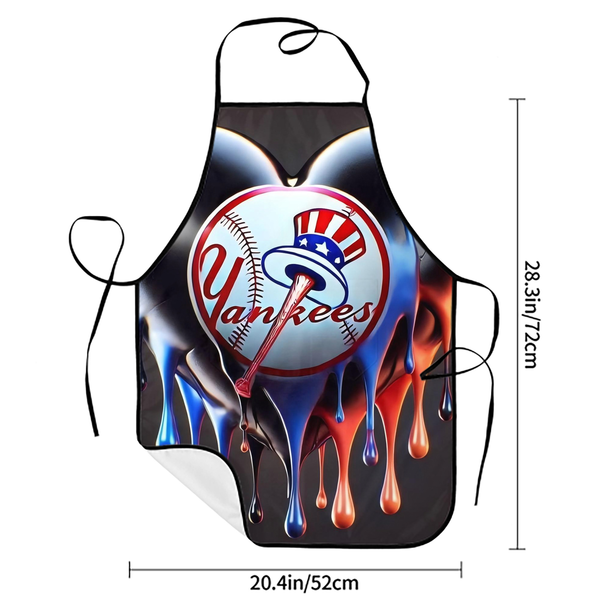 New York Yankees Heart Stain-Resistant Polyester Apron With Pocket – Full Print, Waterproof, Anti-Wrinkle, Anti-Pilling – Ideal For Kitchen, BBQ, Restaurant, Salon & More