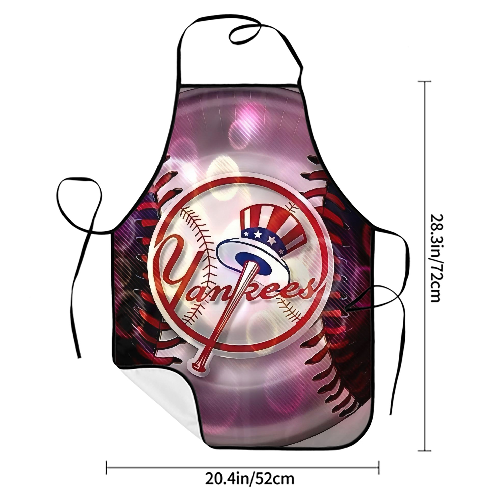 New York Yankees 244 Stain-Resistant Polyester Apron With Pocket – Full Print, Waterproof, Anti-Wrinkle, Anti-Pilling – Ideal For Kitchen, BBQ, Restaurant, Salon & More