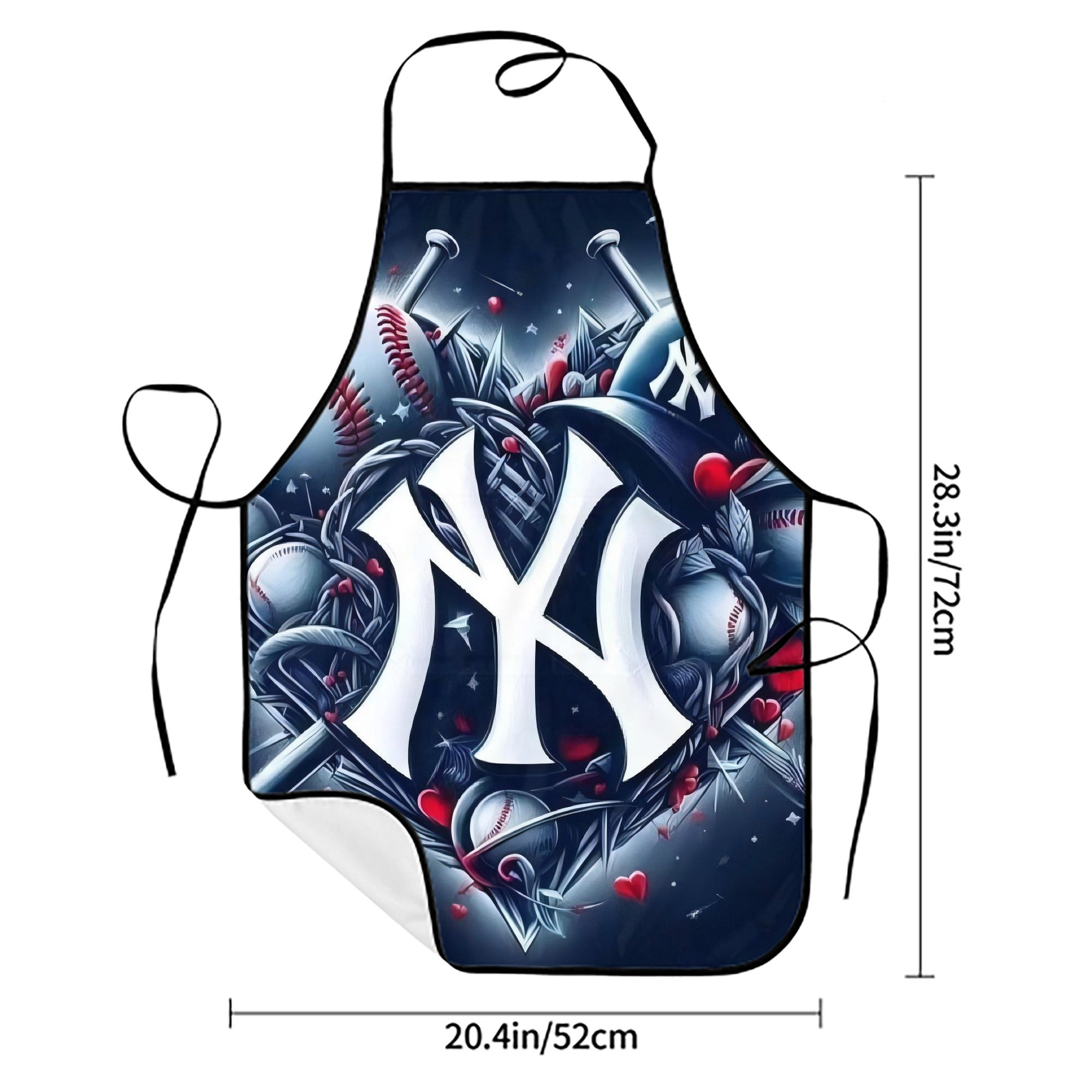 New York Yankees 251 Stain-Resistant Polyester Apron With Pocket – Full Print, Waterproof, Anti-Wrinkle, Anti-Pilling – Ideal For Kitchen, BBQ, Restaurant, Salon & More