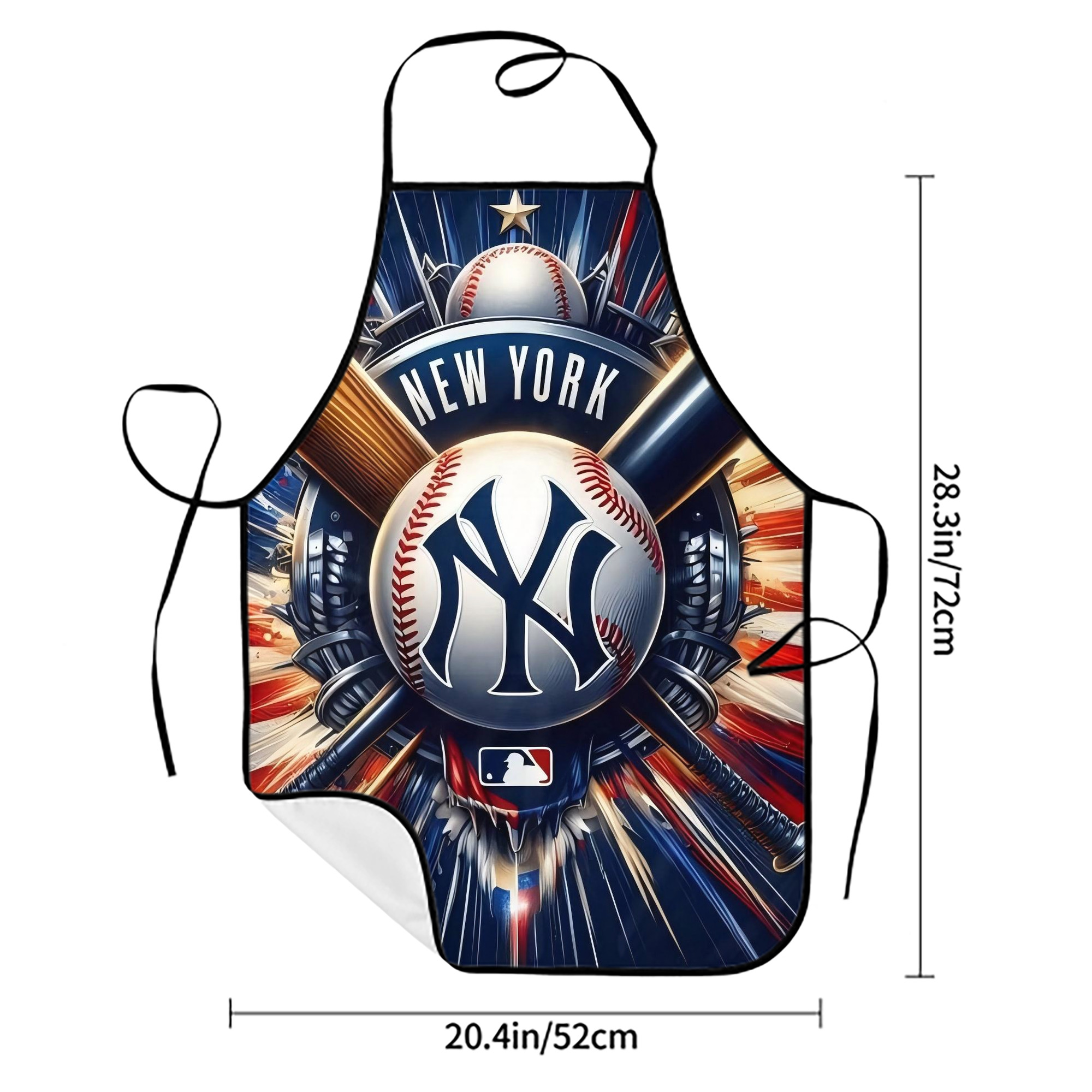 New York Yankees 268 Stain-Resistant Polyester Apron With Pocket – Full Print, Waterproof, Anti-Wrinkle, Anti-Pilling – Ideal For Kitchen, BBQ, Restaurant, Salon & More