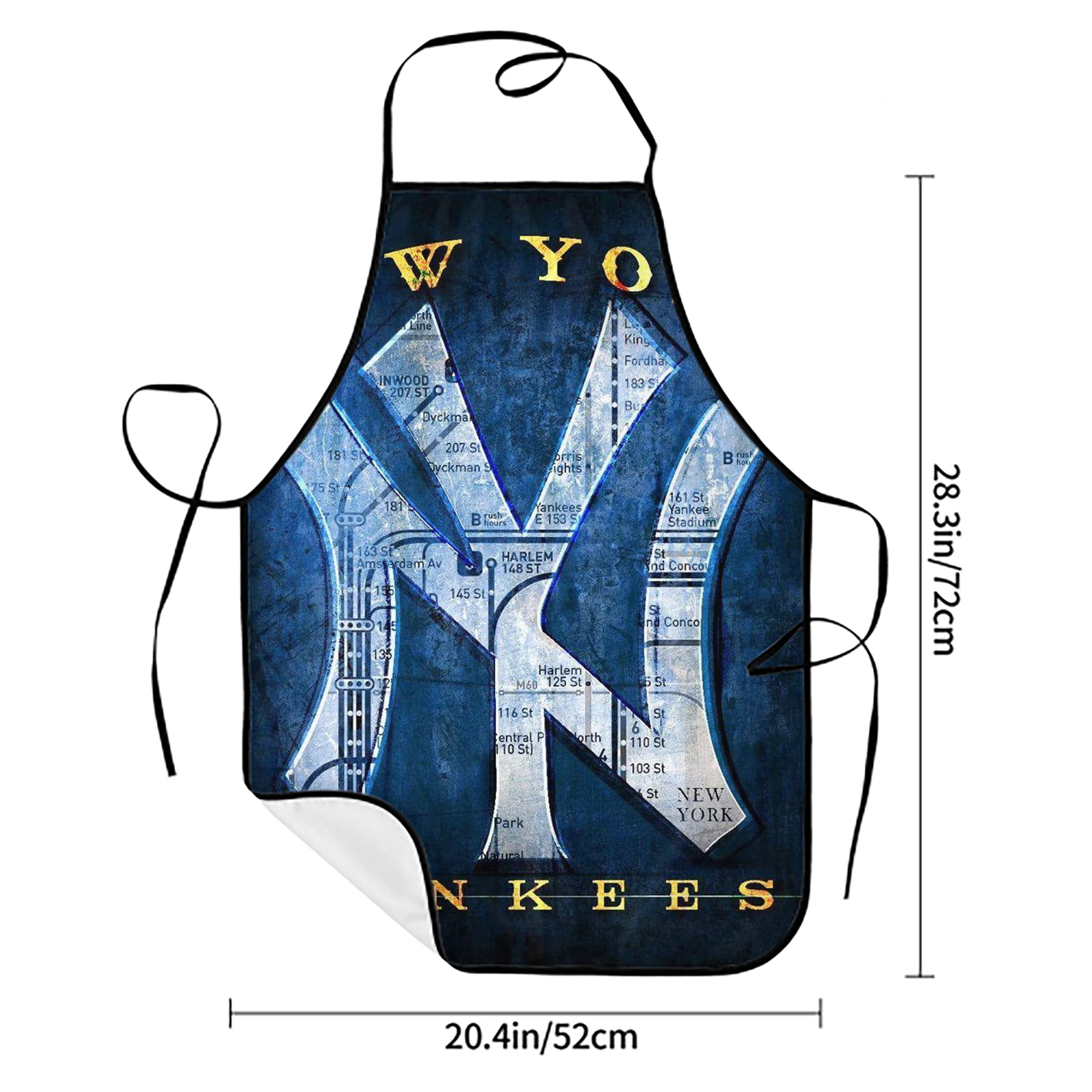 New York Yankees 307 Stain-Resistant Polyester Apron With Pocket – Full Print, Waterproof, Anti-Wrinkle, Anti-Pilling – Ideal For Kitchen, BBQ, Restaurant, Salon & More