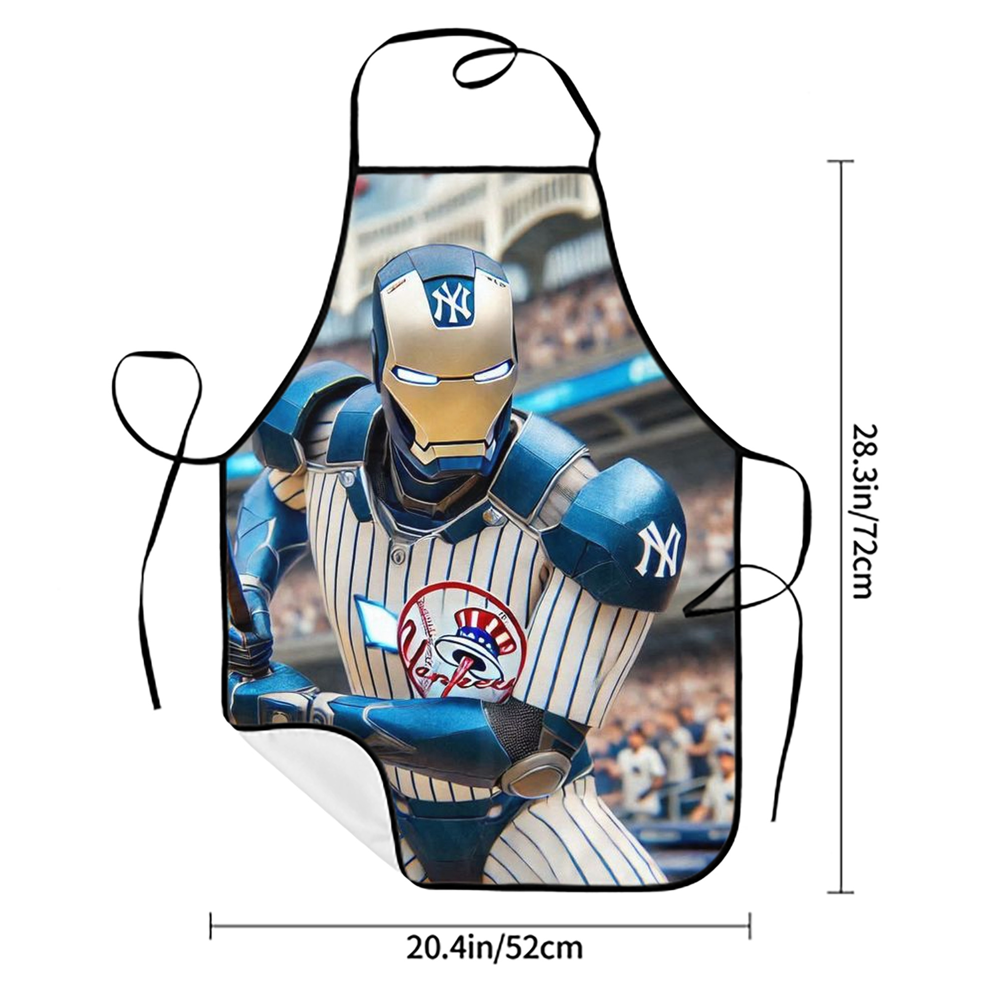 New York Yankees Iron Man Stain-Resistant Polyester Apron With Pocket – Full Print, Waterproof, Anti-Wrinkle, Anti-Pilling – Ideal For Kitchen, BBQ, Restaurant, Salon & More