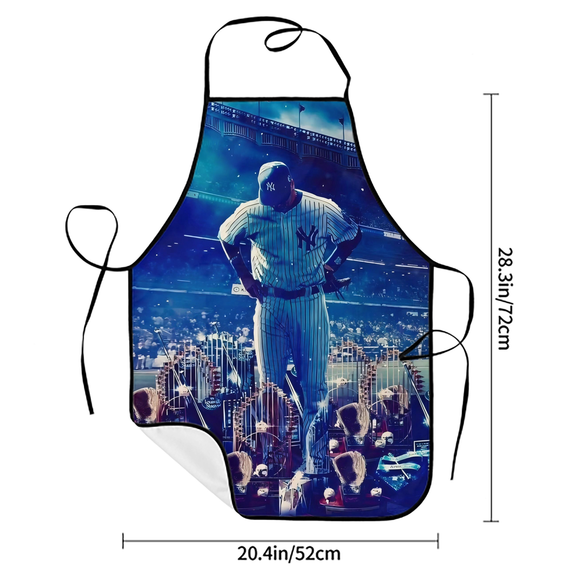 New York Yankees 345 Stain-Resistant Polyester Apron With Pocket – Full Print, Waterproof, Anti-Wrinkle, Anti-Pilling – Ideal For Kitchen, BBQ, Restaurant, Salon & More