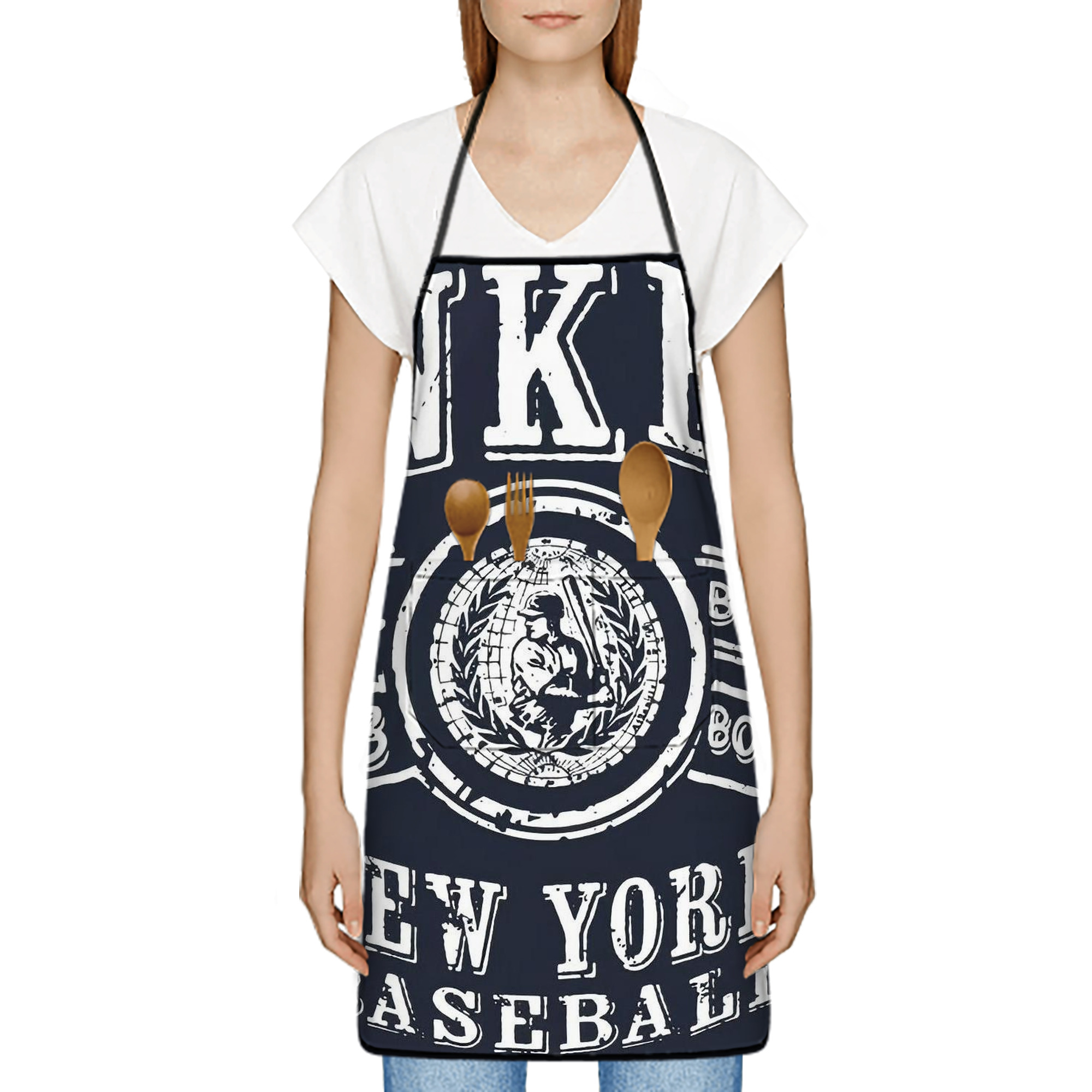 New York Yankees 252 Stain-Resistant Polyester Apron With Pocket – Full Print, Waterproof, Anti-Wrinkle, Anti-Pilling – Ideal For Kitchen, BBQ, Restaurant, Salon & More