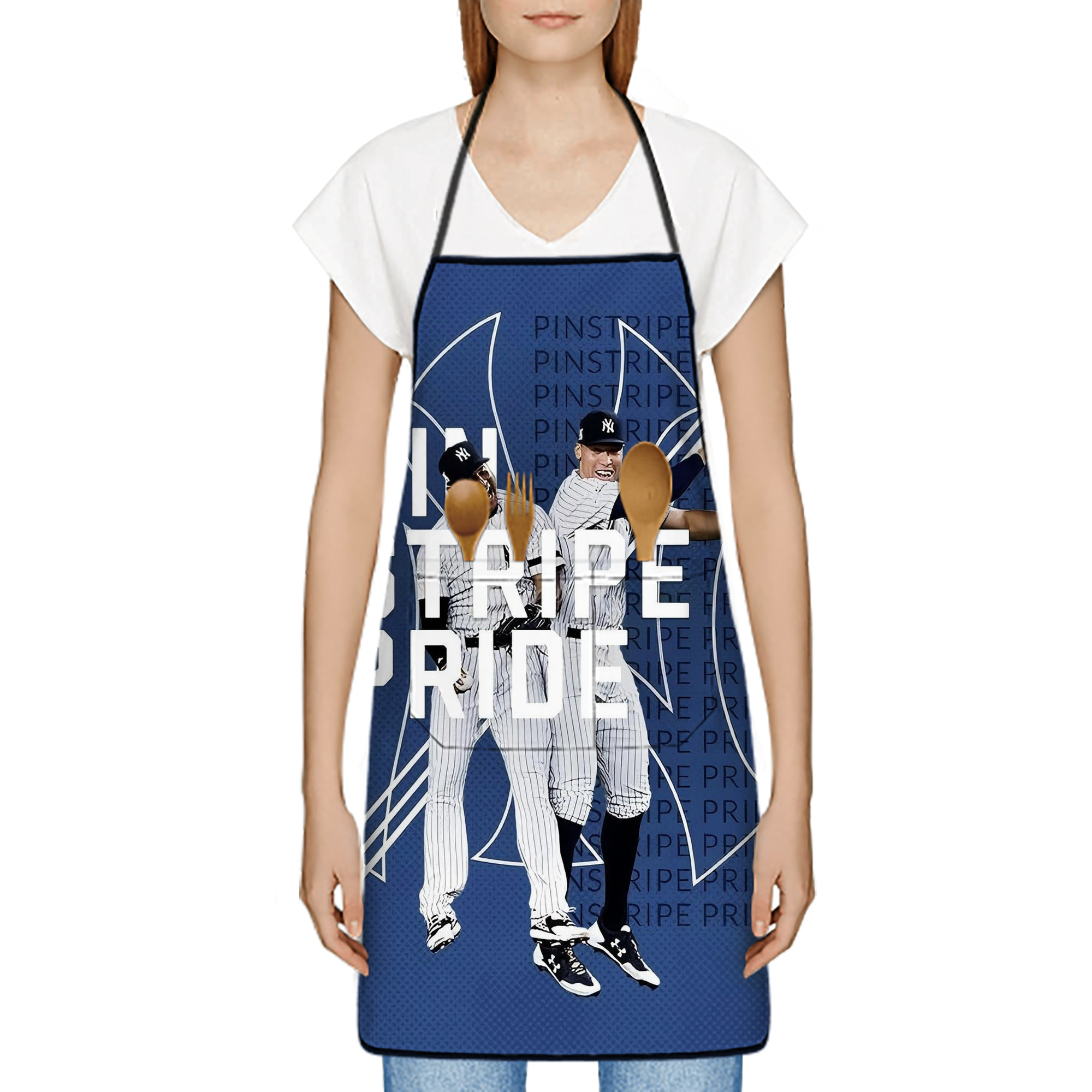 New York Yankees 196 Stain-Resistant Polyester Apron With Pocket – Full Print, Waterproof, Anti-Wrinkle, Anti-Pilling – Ideal For Kitchen, BBQ, Restaurant, Salon & More