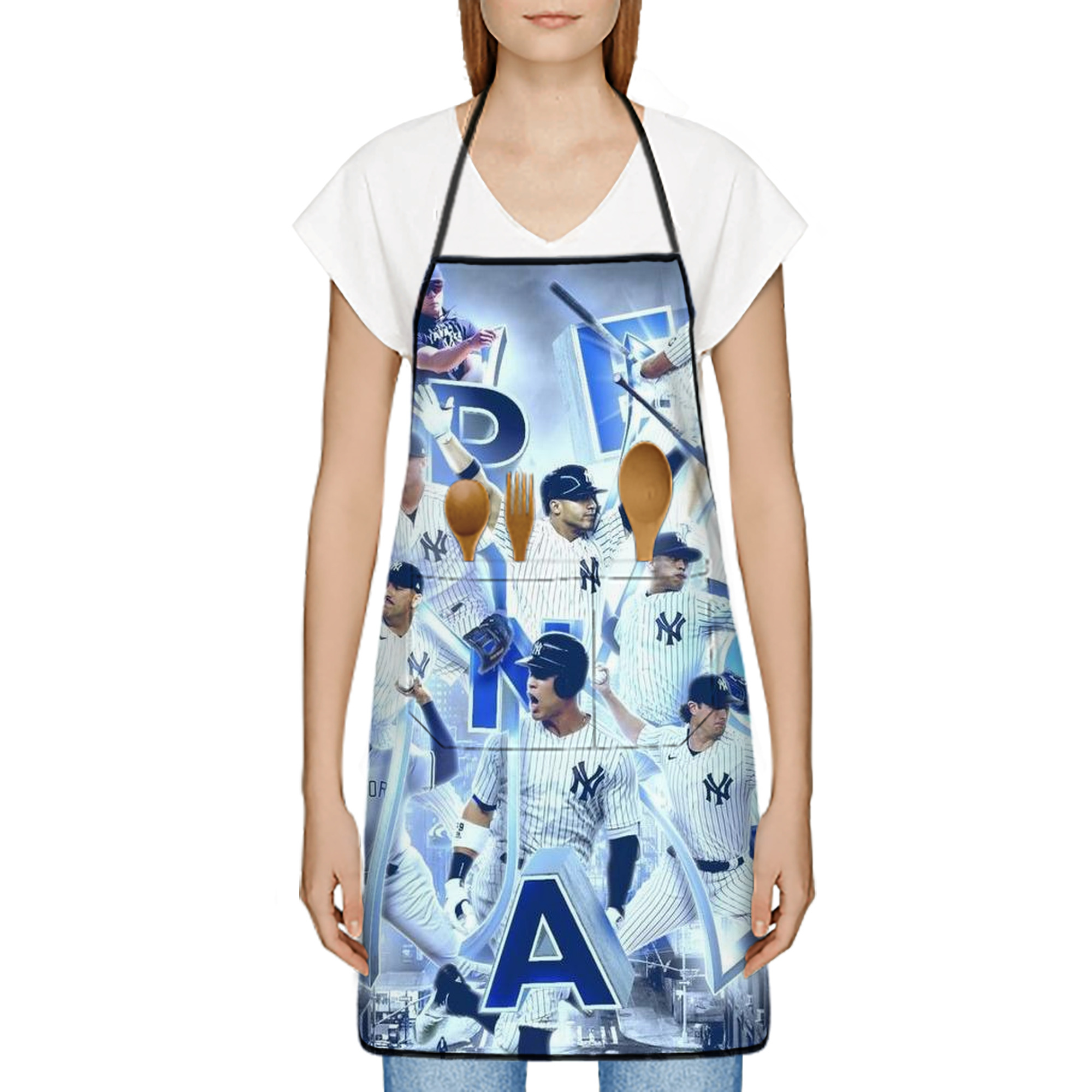 New York Yankees 236 Stain-Resistant Polyester Apron With Pocket – Full Print, Waterproof, Anti-Wrinkle, Anti-Pilling – Ideal For Kitchen, BBQ, Restaurant, Salon & More