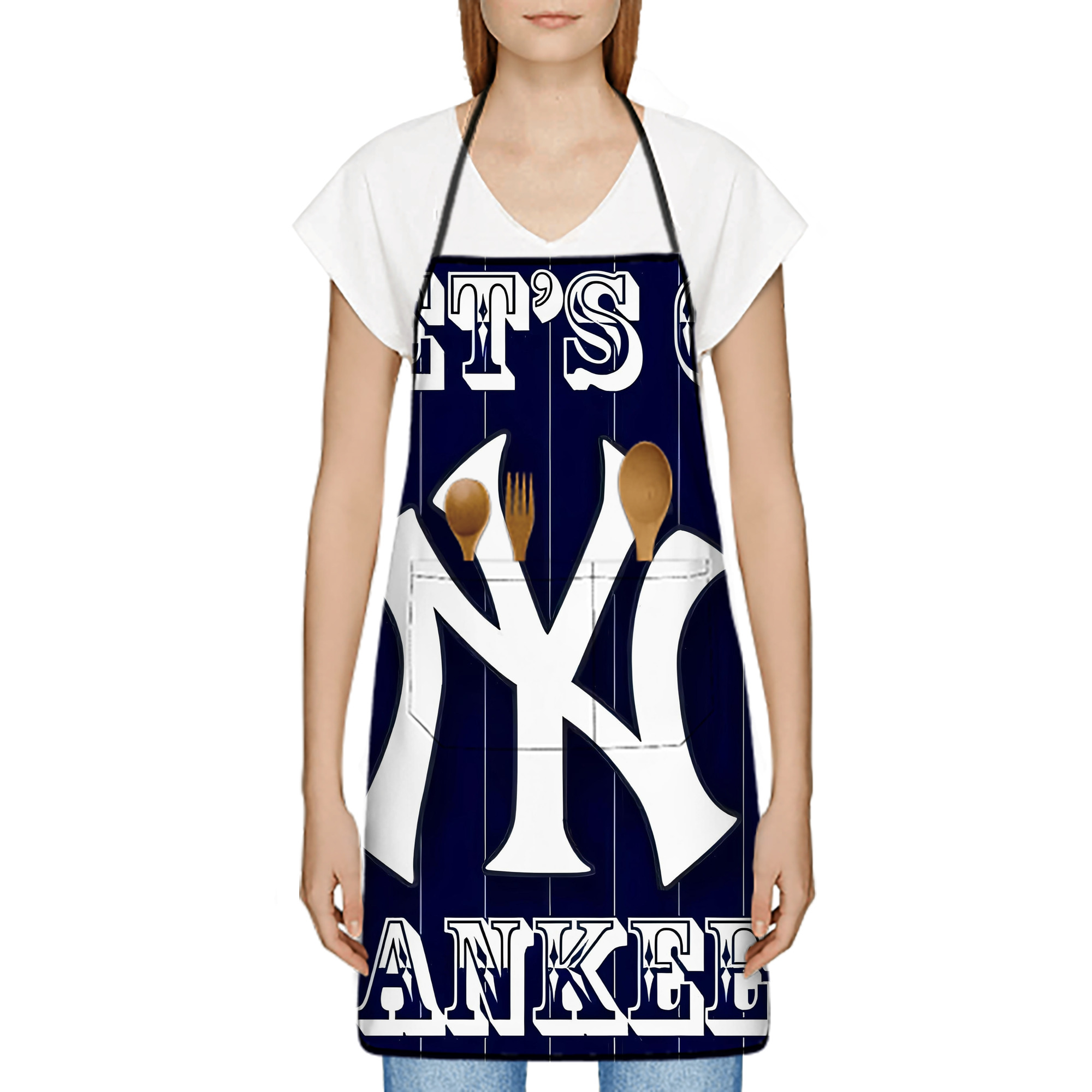 New York Yankees 237 Stain-Resistant Polyester Apron With Pocket – Full Print, Waterproof, Anti-Wrinkle, Anti-Pilling – Ideal For Kitchen, BBQ, Restaurant, Salon & More