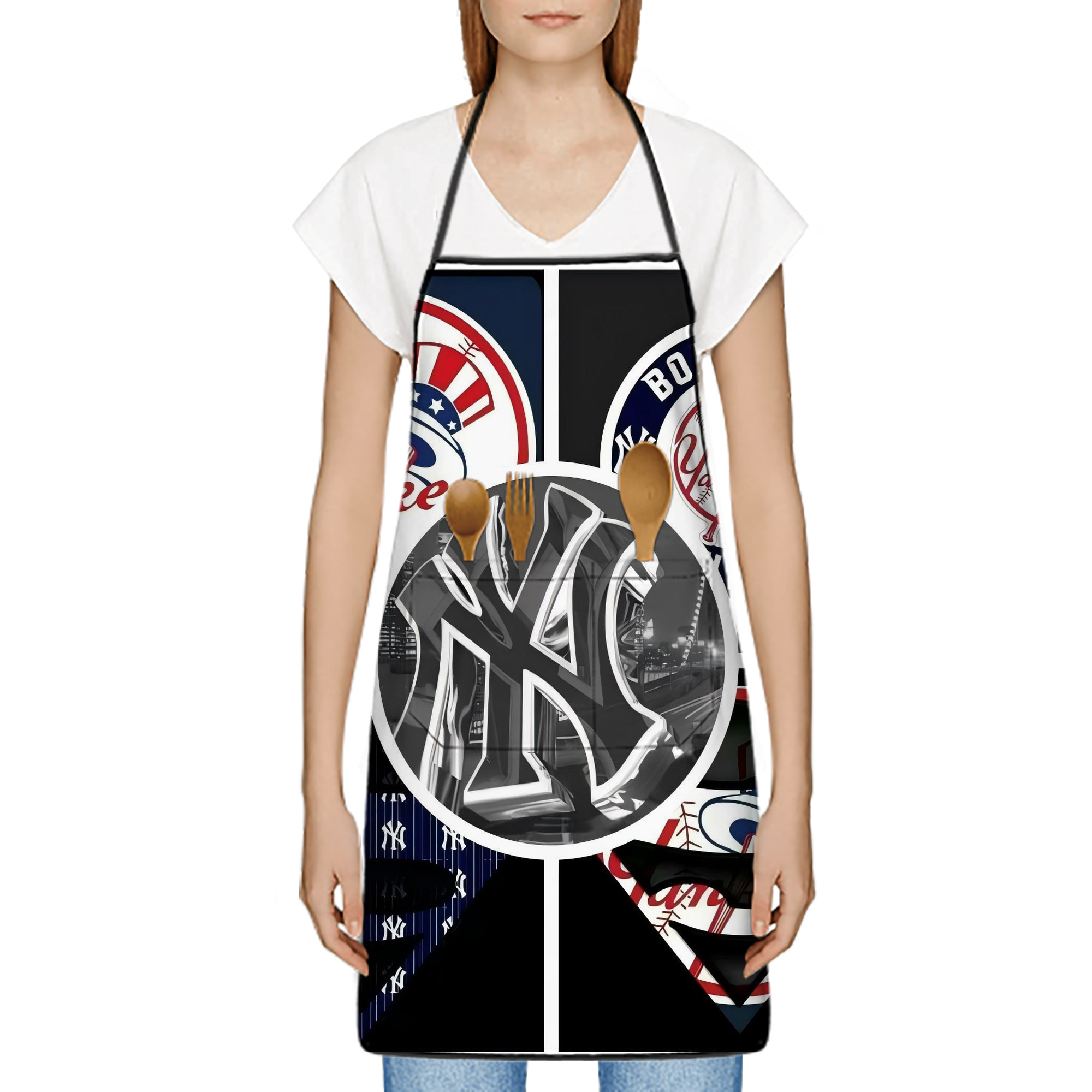 New York Yankees 269 Stain-Resistant Polyester Apron With Pocket – Full Print, Waterproof, Anti-Wrinkle, Anti-Pilling – Ideal For Kitchen, BBQ, Restaurant, Salon & More