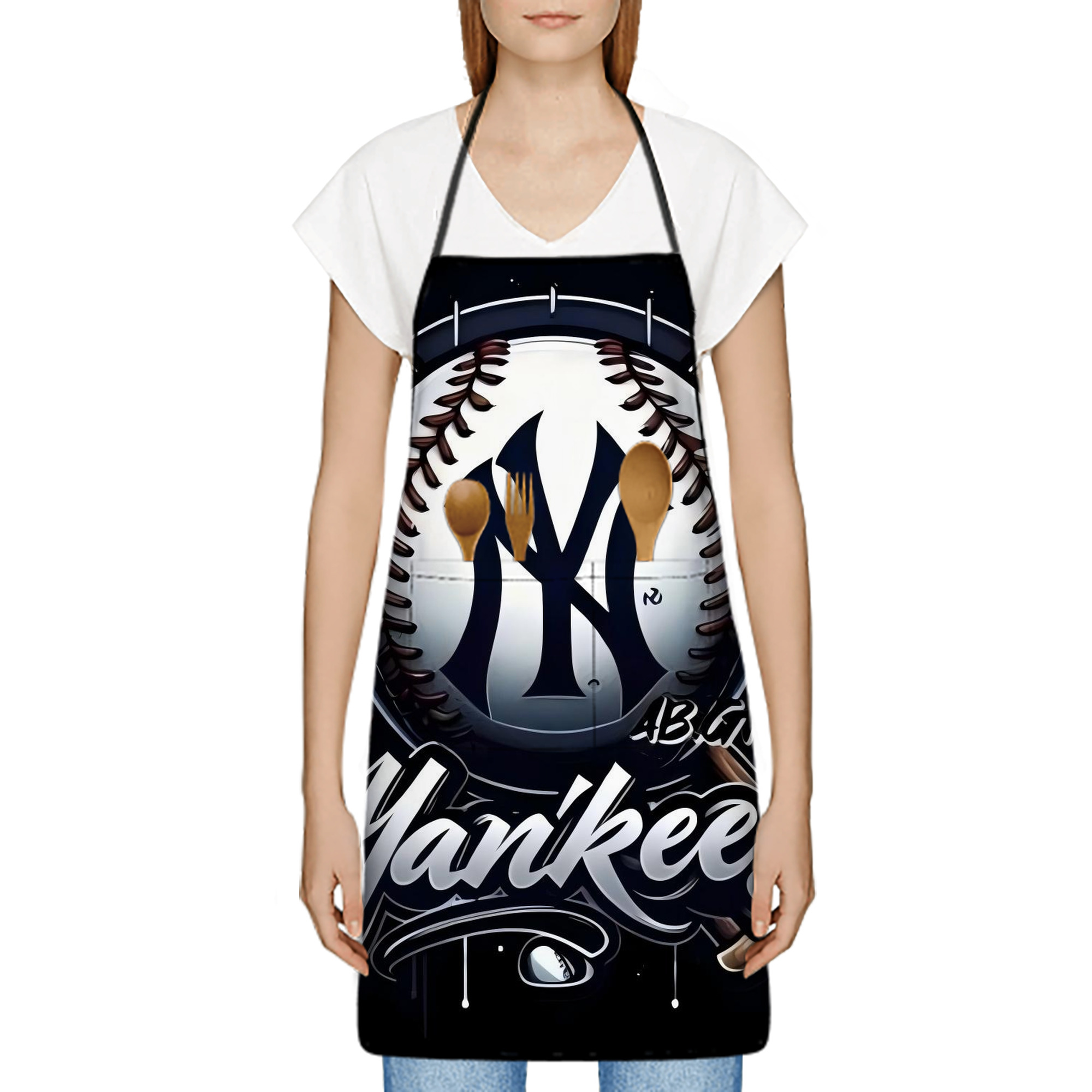New York Yankees 241 Stain-Resistant Polyester Apron With Pocket – Full Print, Waterproof, Anti-Wrinkle, Anti-Pilling – Ideal For Kitchen, BBQ, Restaurant, Salon & More