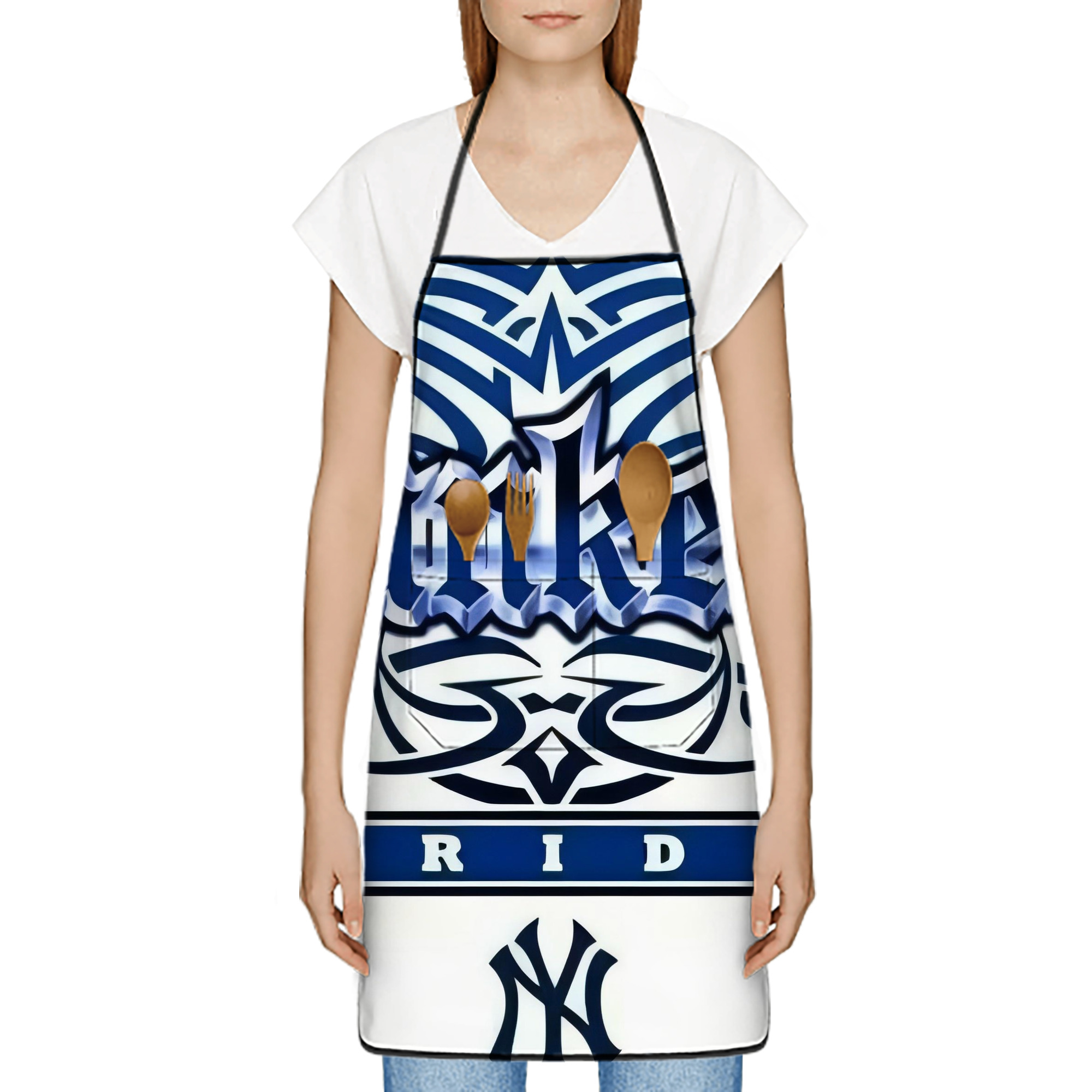 New York Yankees 304 Stain-Resistant Polyester Apron With Pocket – Full Print, Waterproof, Anti-Wrinkle, Anti-Pilling – Ideal For Kitchen, BBQ, Restaurant, Salon & More