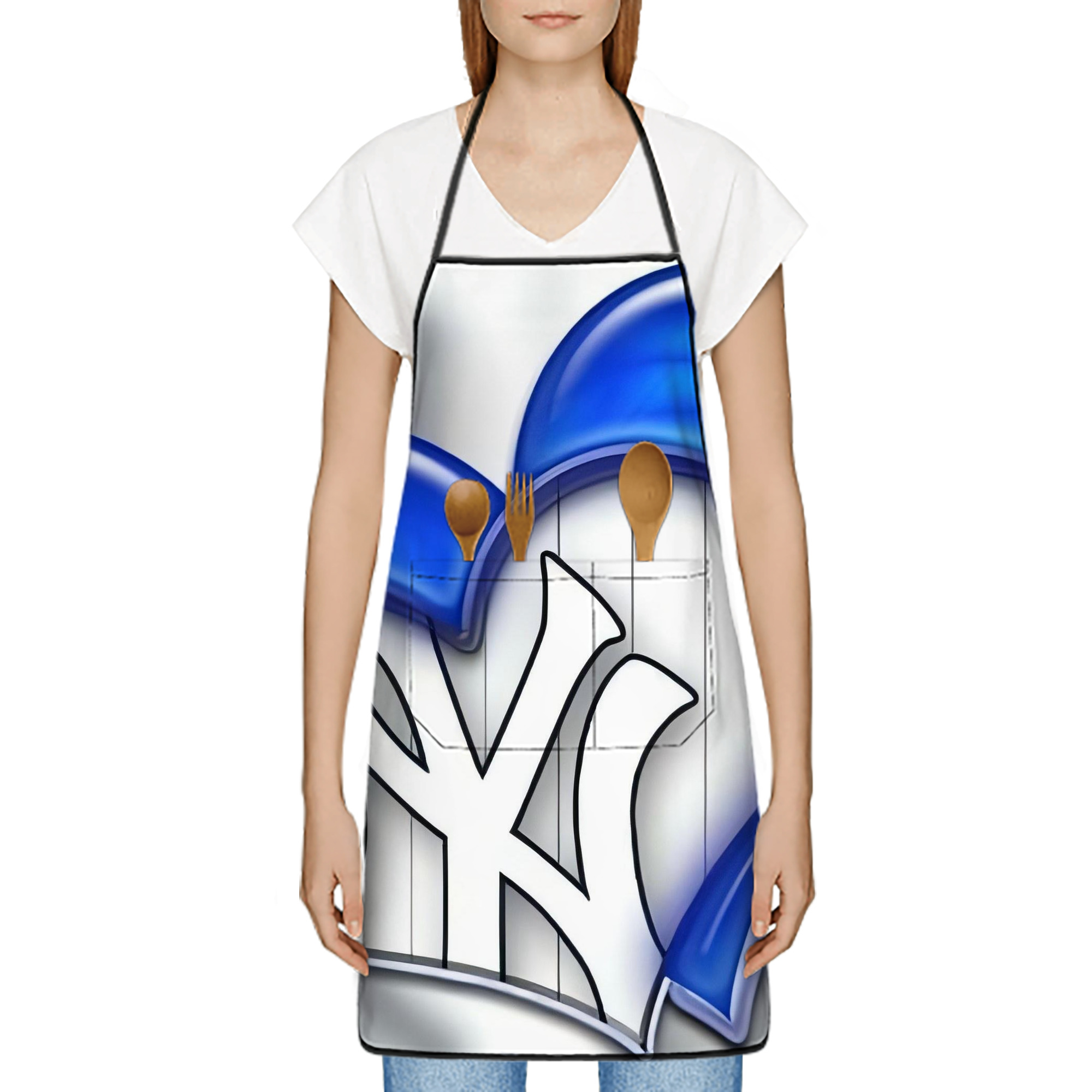 New York Yankees 310 Stain-Resistant Polyester Apron With Pocket – Full Print, Waterproof, Anti-Wrinkle, Anti-Pilling – Ideal For Kitchen, BBQ, Restaurant, Salon & More