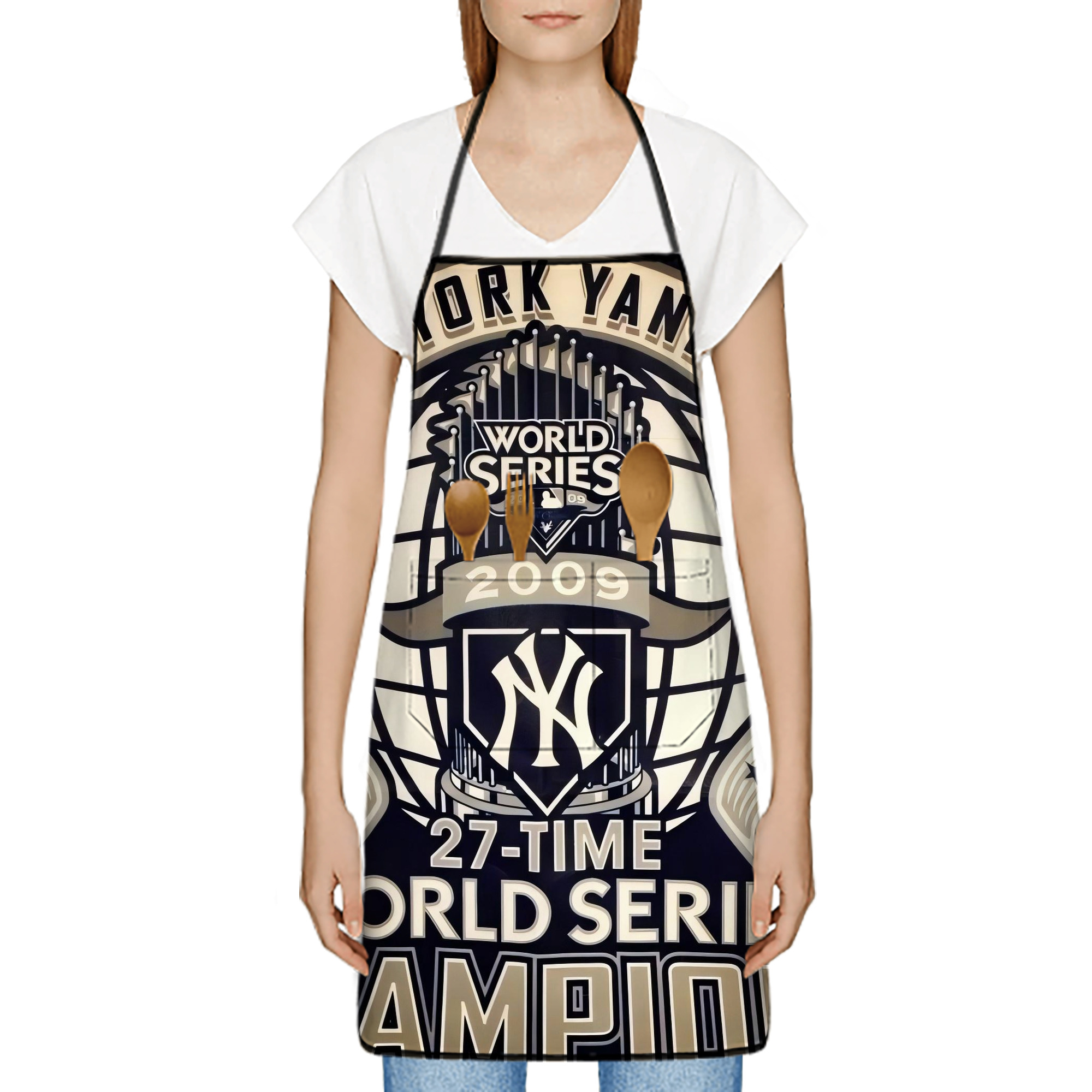 New York Yankees 256 Stain-Resistant Polyester Apron With Pocket – Full Print, Waterproof, Anti-Wrinkle, Anti-Pilling – Ideal For Kitchen, BBQ, Restaurant, Salon & More
