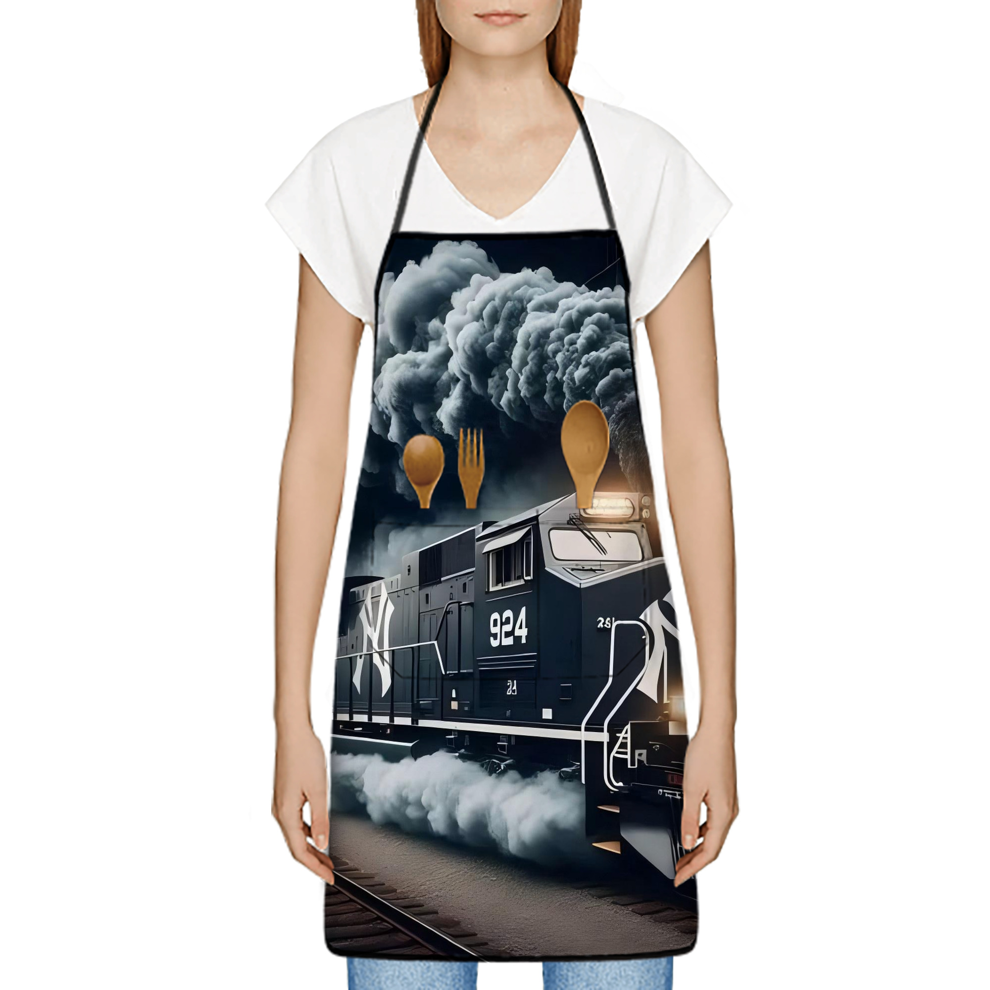 New York Yankees 257 Stain-Resistant Polyester Apron With Pocket – Full Print, Waterproof, Anti-Wrinkle, Anti-Pilling – Ideal For Kitchen, BBQ, Restaurant, Salon & More