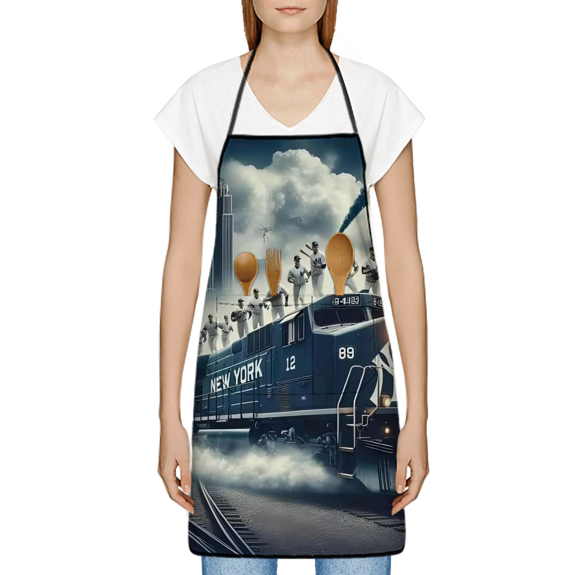 New York Yankees 265 Stain-Resistant Polyester Apron With Pocket – Full Print, Waterproof, Anti-Wrinkle, Anti-Pilling – Ideal For Kitchen, BBQ, Restaurant, Salon & More