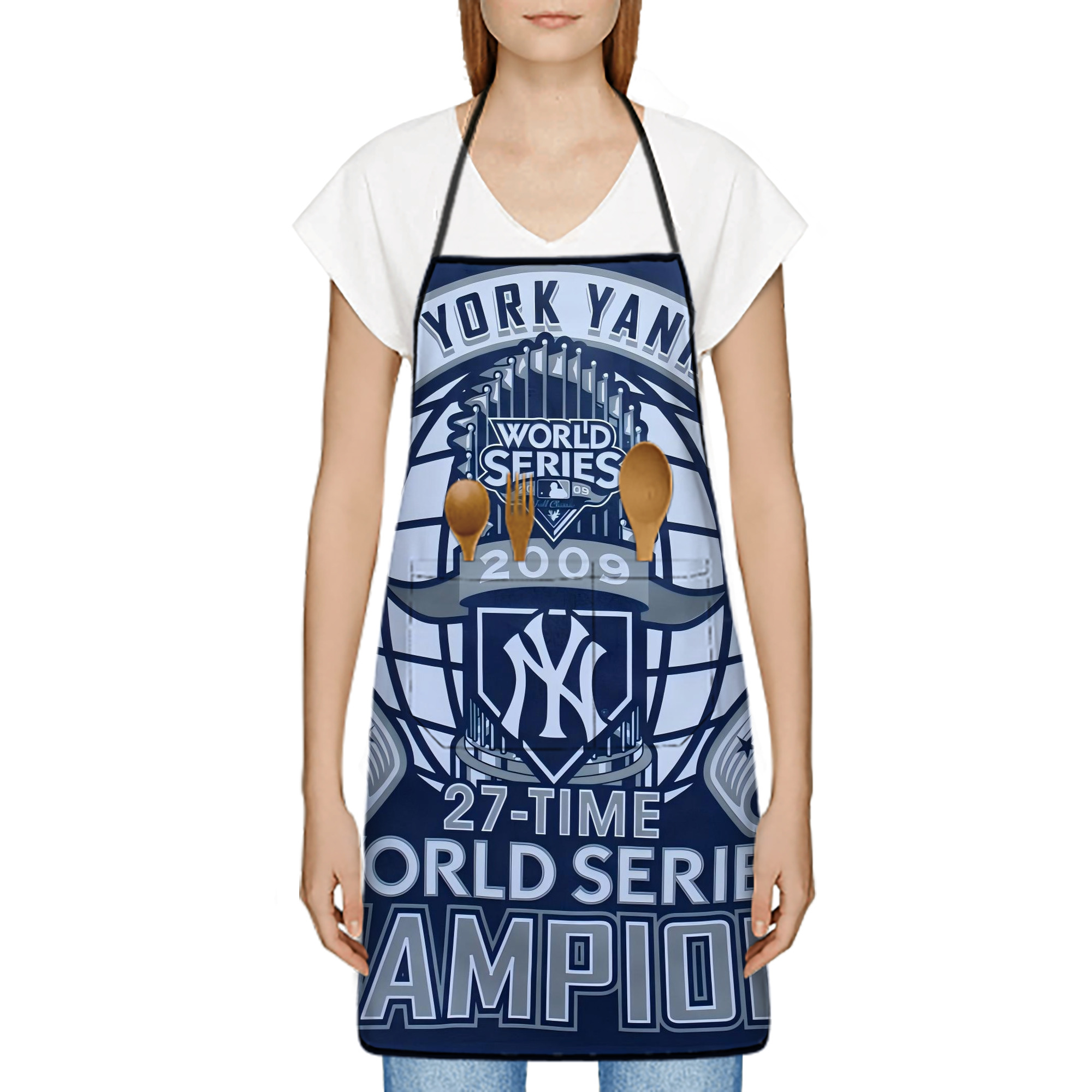 New York Yankees 270 Stain-Resistant Polyester Apron With Pocket – Full Print, Waterproof, Anti-Wrinkle, Anti-Pilling – Ideal For Kitchen, BBQ, Restaurant, Salon & More