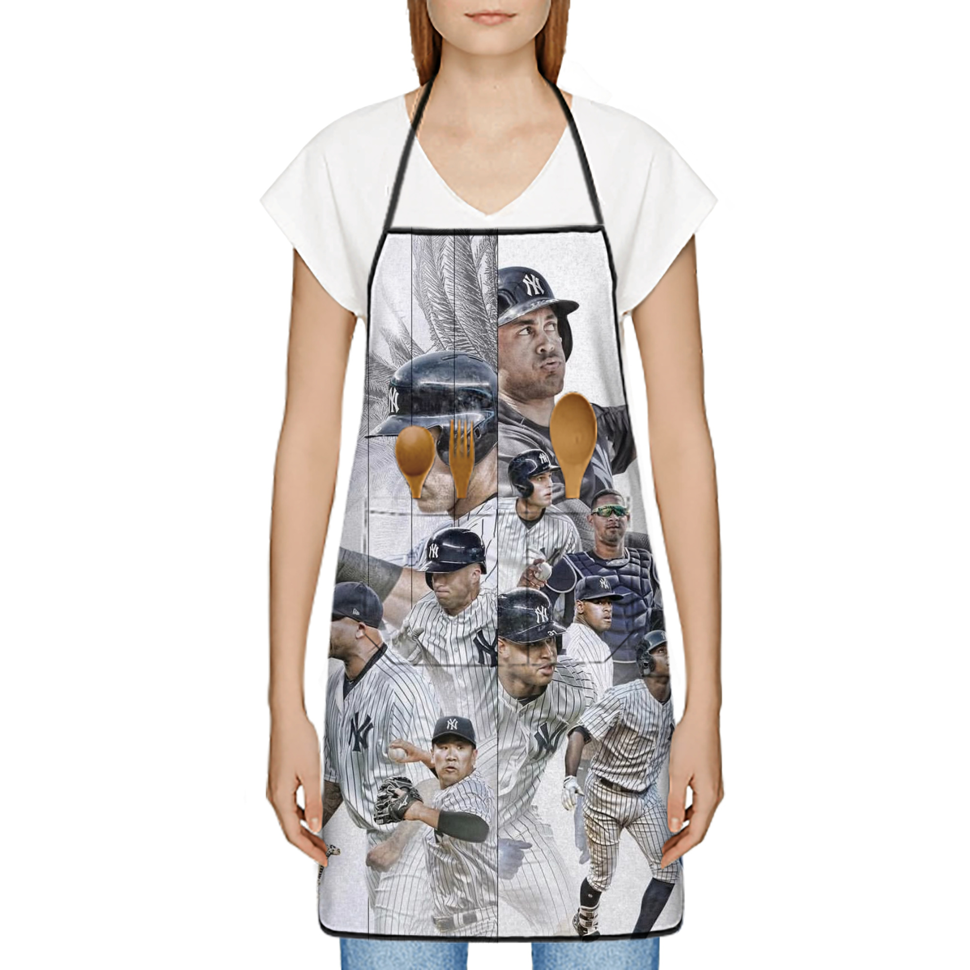 New York Yankees 305 Stain-Resistant Polyester Apron With Pocket – Full Print, Waterproof, Anti-Wrinkle, Anti-Pilling – Ideal For Kitchen, BBQ, Restaurant, Salon & More