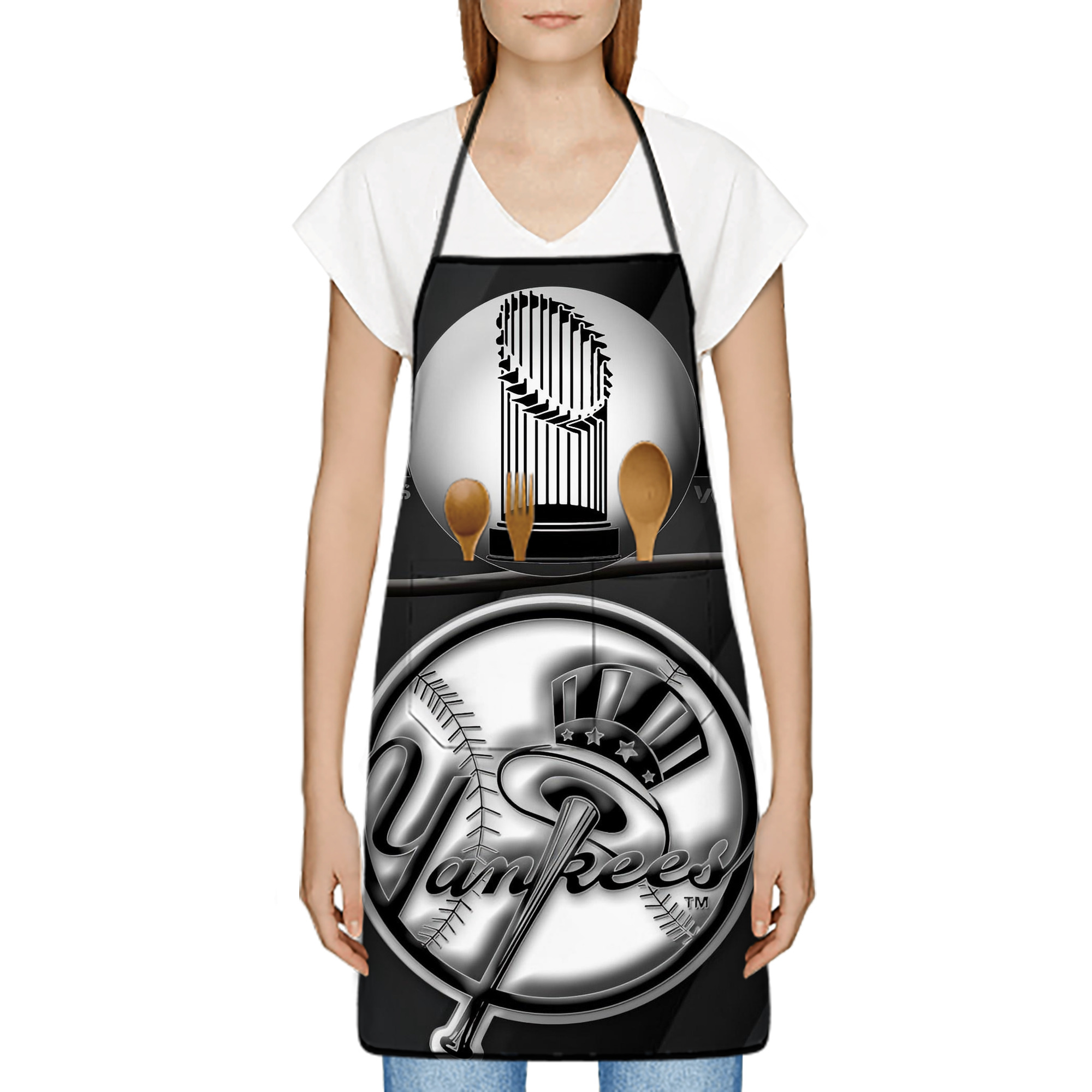 New York Yankees 325 Stain-Resistant Polyester Apron With Pocket – Full Print, Waterproof, Anti-Wrinkle, Anti-Pilling – Ideal For Kitchen, BBQ, Restaurant, Salon & More