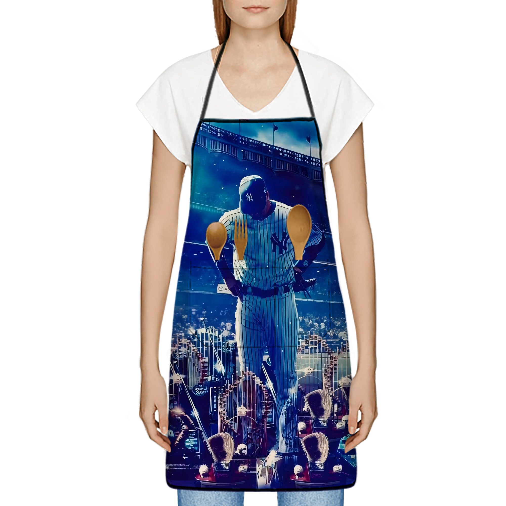 New York Yankees 345 Stain-Resistant Polyester Apron With Pocket – Full Print, Waterproof, Anti-Wrinkle, Anti-Pilling – Ideal For Kitchen, BBQ, Restaurant, Salon & More