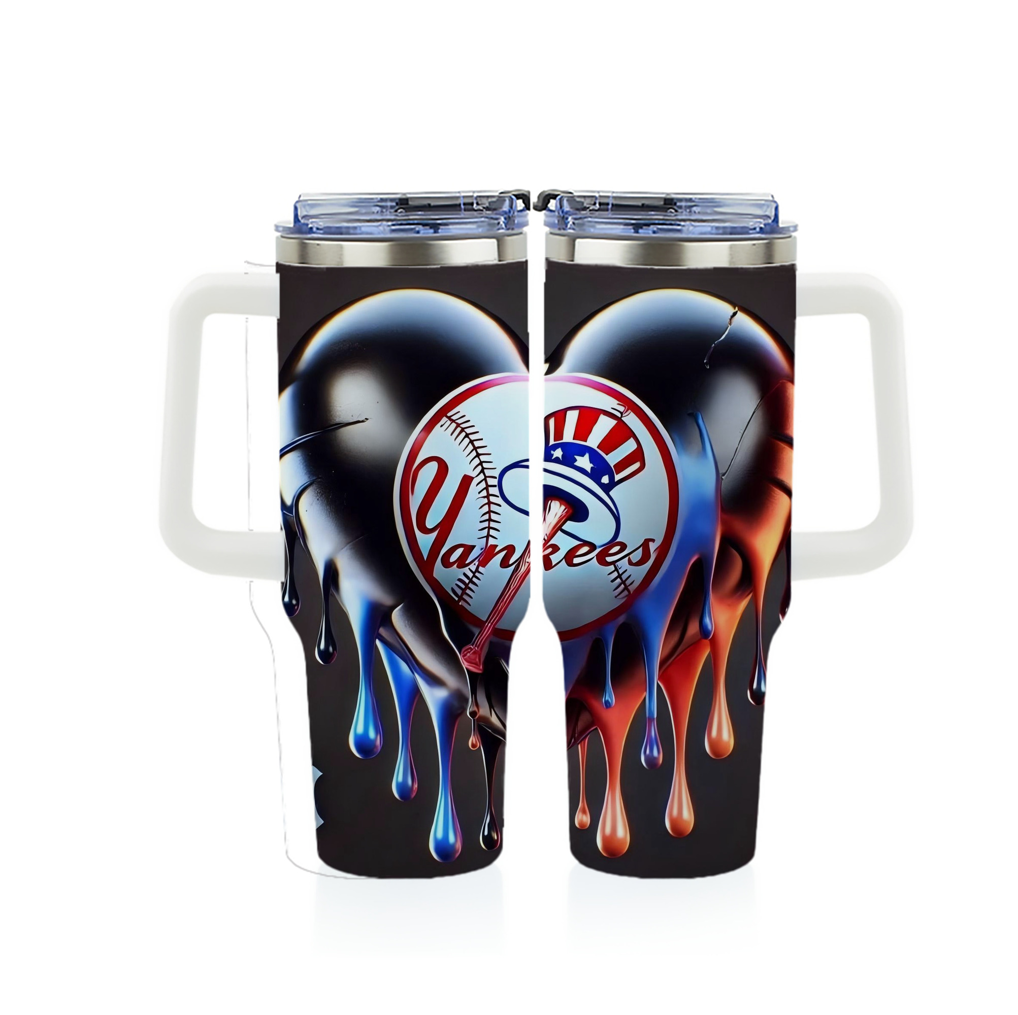 New York Yankees Heart 40oz Full Wrap Car Tumbler – Durable Stainless Steel Travel Mug With Vibrant UV Print – Double Wall Insulated, Fits Most Car Cup Holders