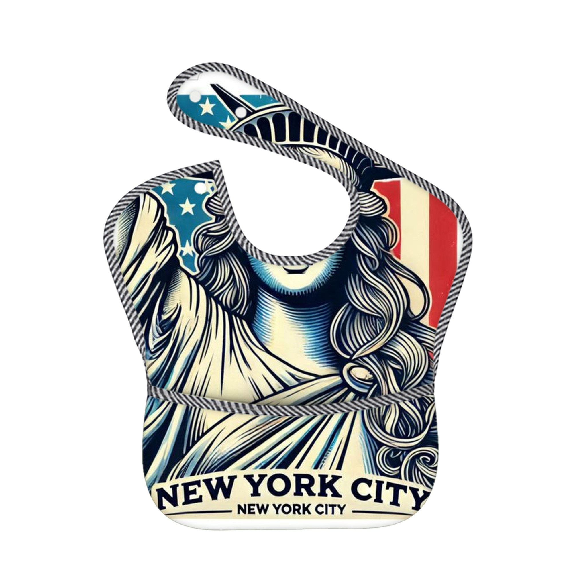 New York Yankees 114 Adjustable Waterproof Toddler Bib – Full-Print Durable Polyester – Foldable Crumb Pocket – Easy Snap Closure – Soft