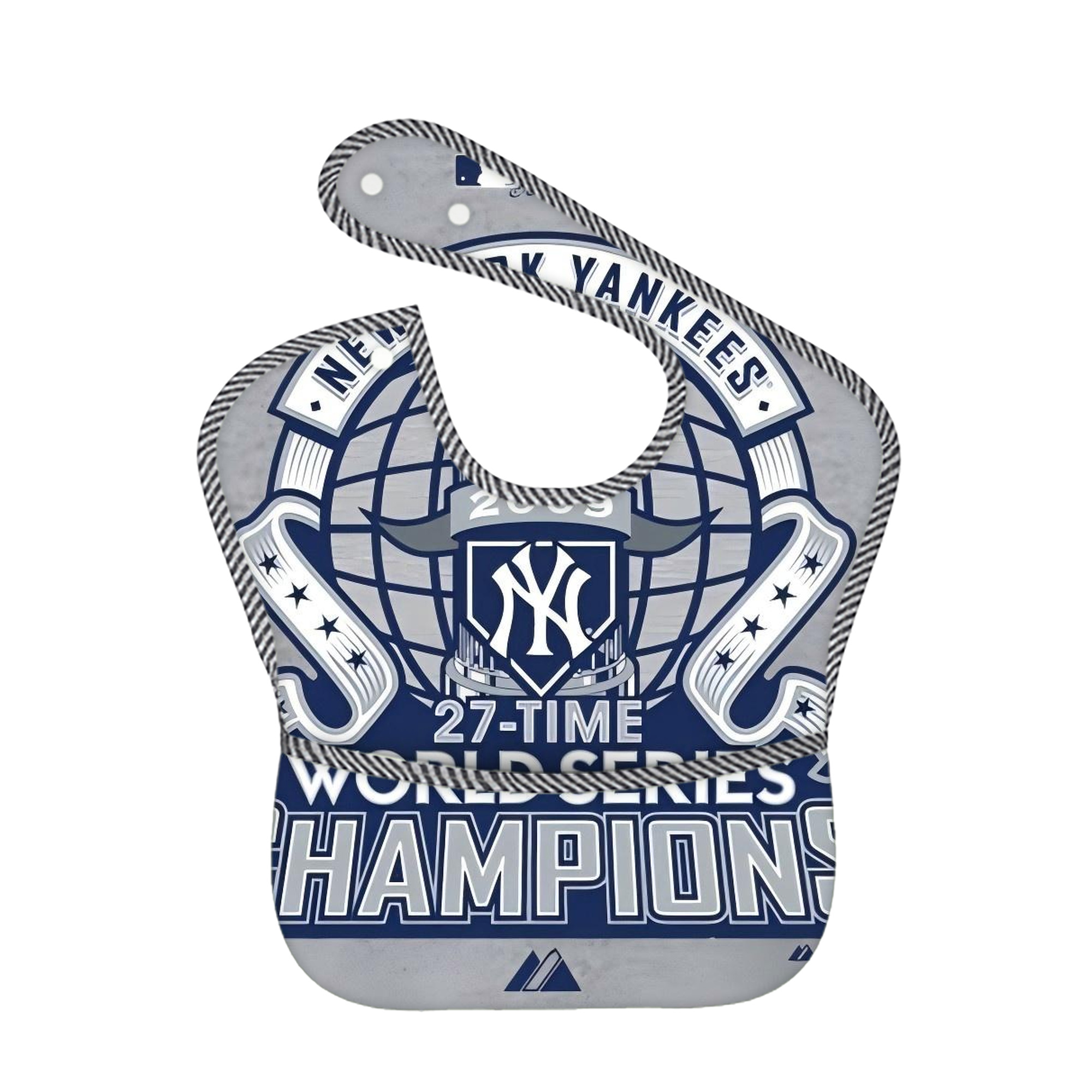 New York Yankees 207 Adjustable Waterproof Toddler Bib – Full-Print Durable Polyester – Foldable Crumb Pocket – Easy Snap Closure – Soft
