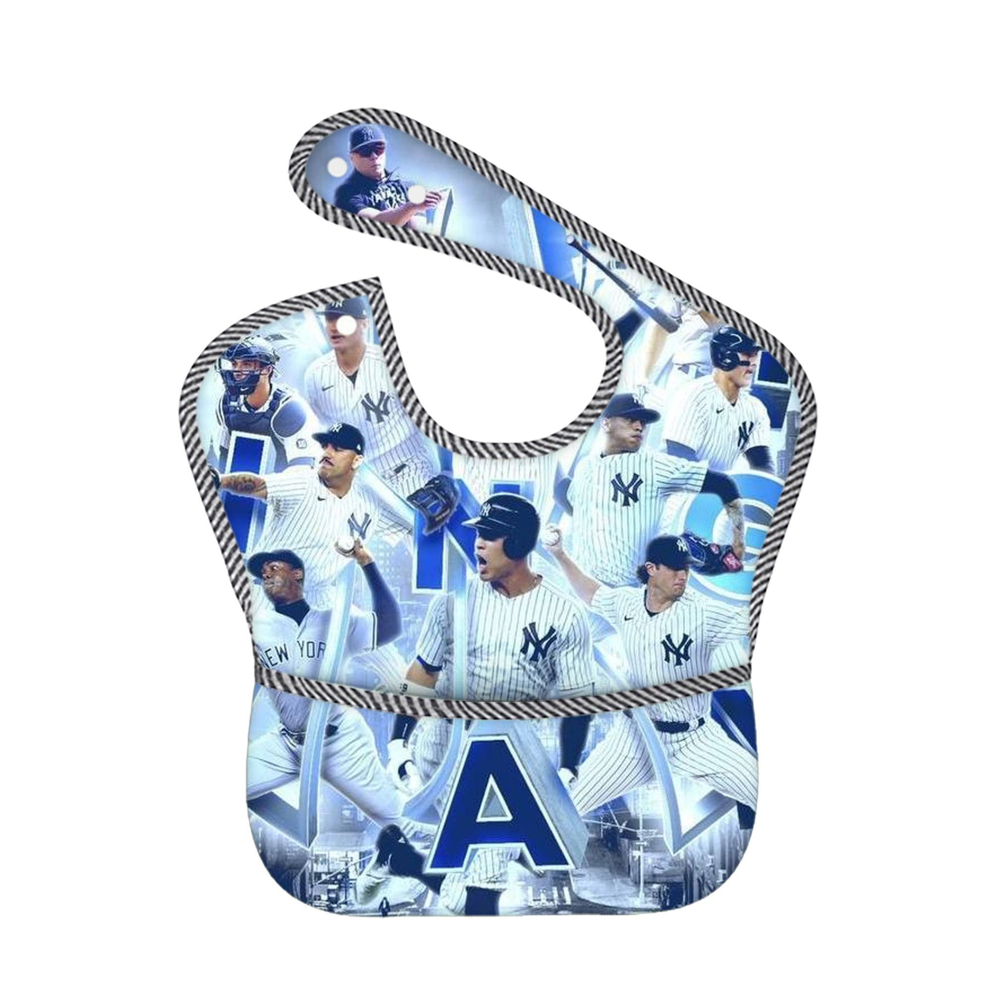 New York Yankees 236 Adjustable Waterproof Toddler Bib – Full-Print Durable Polyester – Foldable Crumb Pocket – Easy Snap Closure – Soft