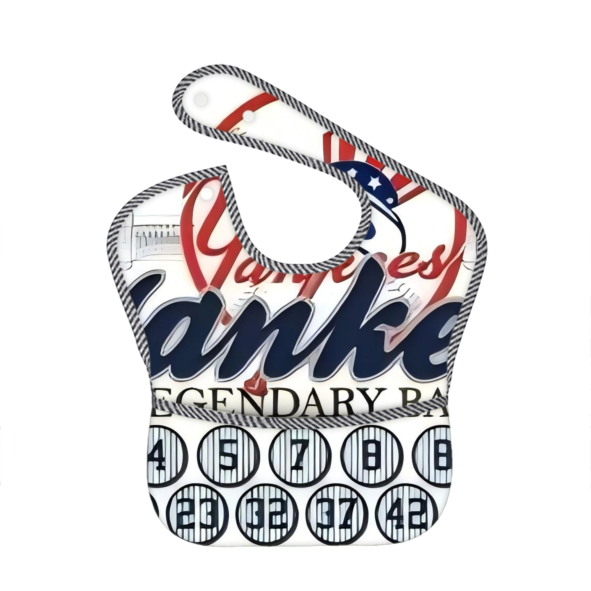 New York Yankees 232 Adjustable Waterproof Toddler Bib – Full-Print Durable Polyester – Foldable Crumb Pocket – Easy Snap Closure – Soft