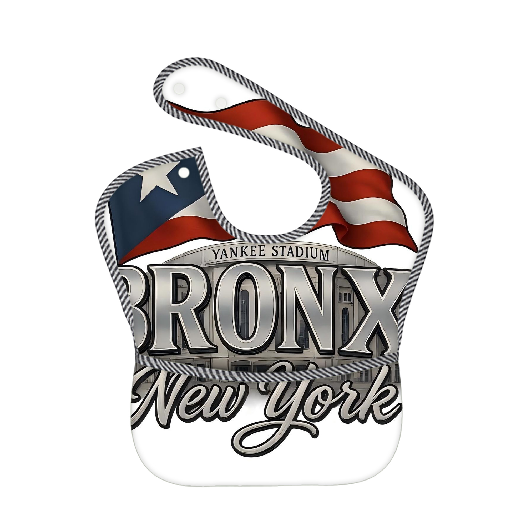 New York Yankees 245 Adjustable Waterproof Toddler Bib – Full-Print Durable Polyester – Foldable Crumb Pocket – Easy Snap Closure – Soft