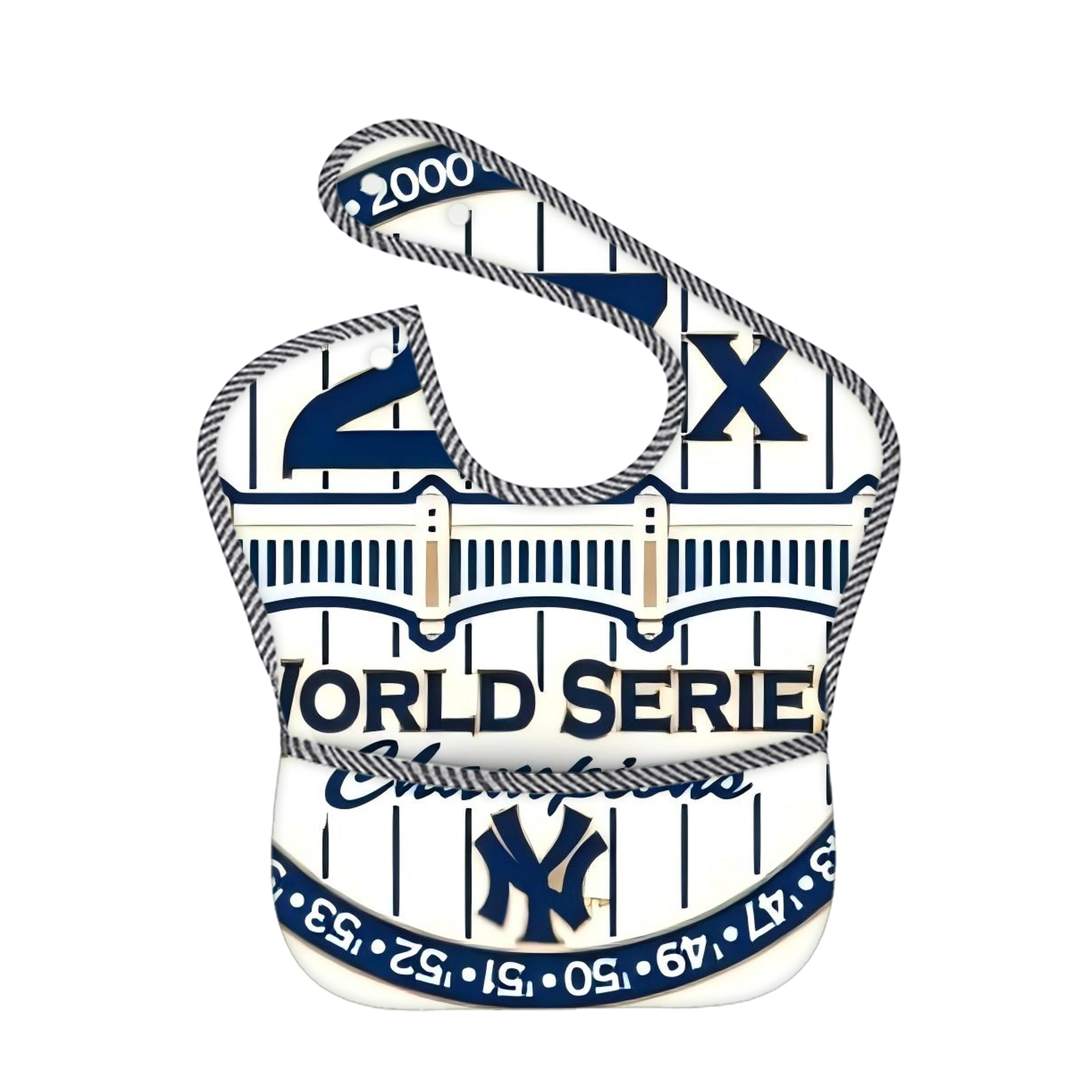 New York Yankees 263 Adjustable Waterproof Toddler Bib – Full-Print Durable Polyester – Foldable Crumb Pocket – Easy Snap Closure – Soft
