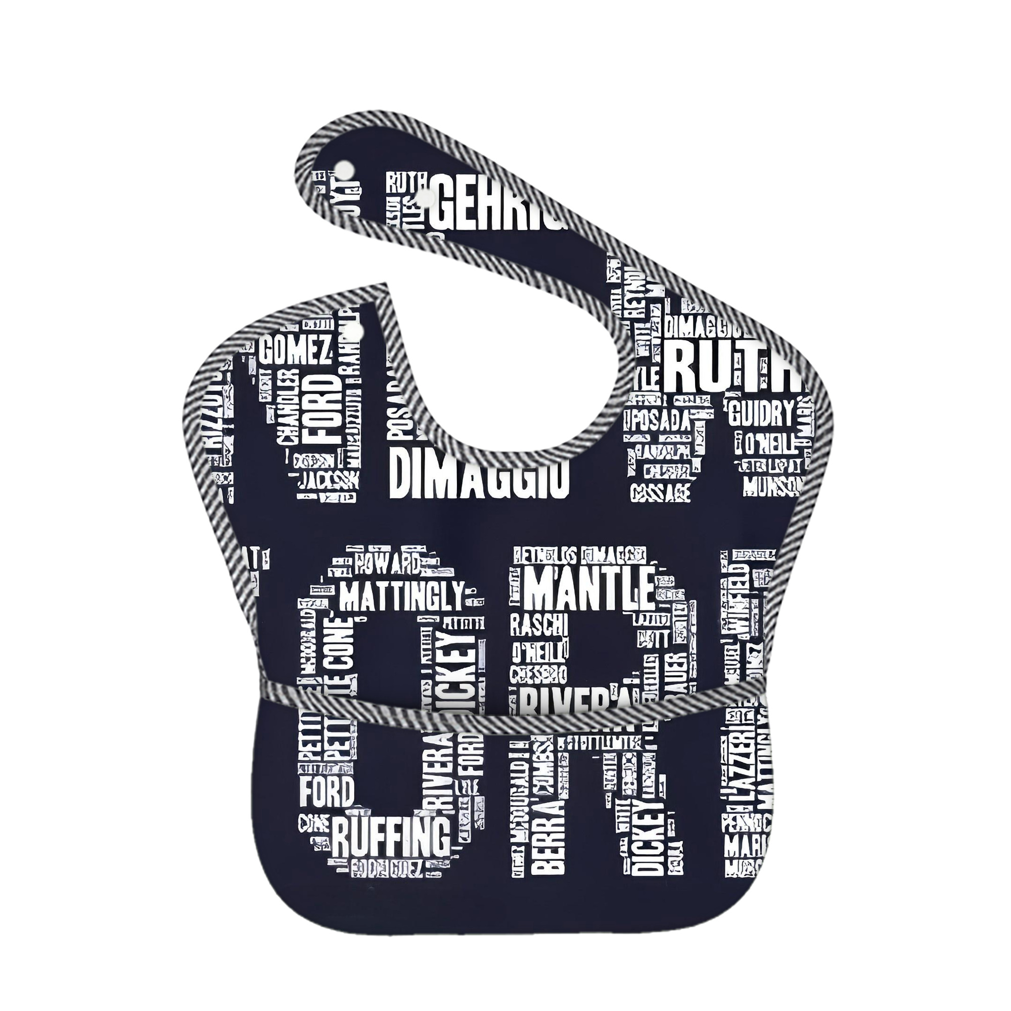 New York Yankees 303 Adjustable Waterproof Toddler Bib – Full-Print Durable Polyester – Foldable Crumb Pocket – Easy Snap Closure – Soft