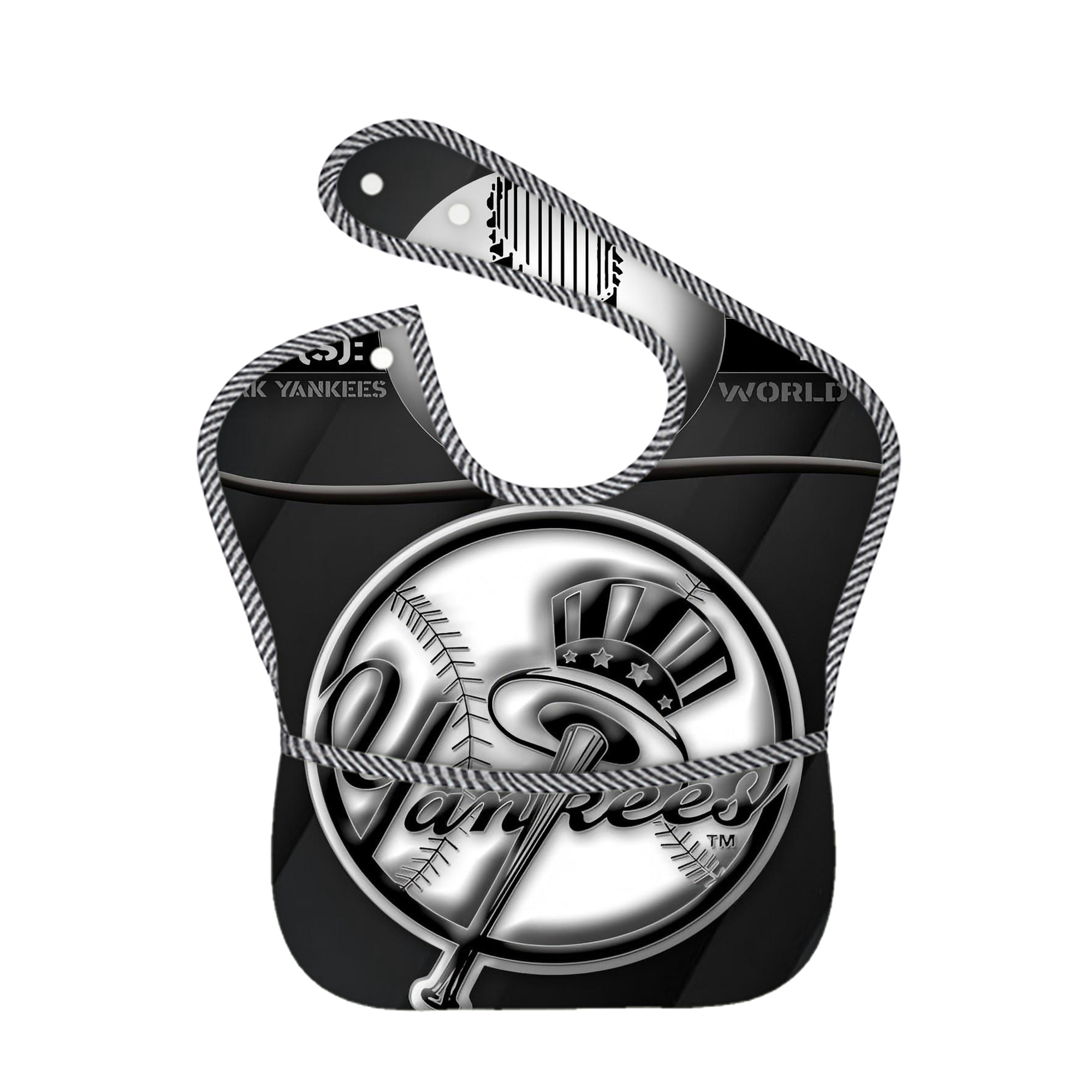 New York Yankees 325 Adjustable Waterproof Toddler Bib – Full-Print Durable Polyester – Foldable Crumb Pocket – Easy Snap Closure – Soft