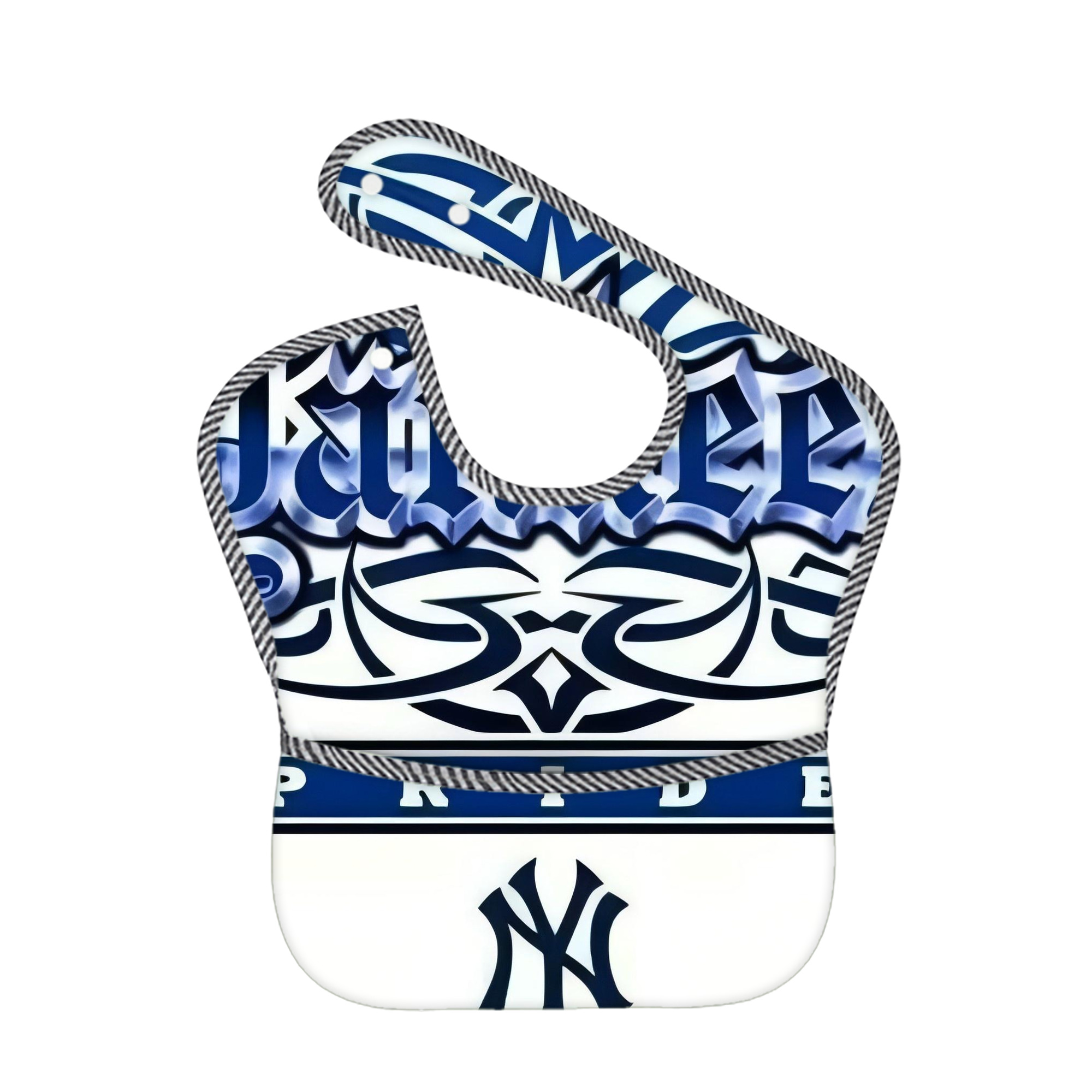 New York Yankees 304 Adjustable Waterproof Toddler Bib – Full-Print Durable Polyester – Foldable Crumb Pocket – Easy Snap Closure – Soft