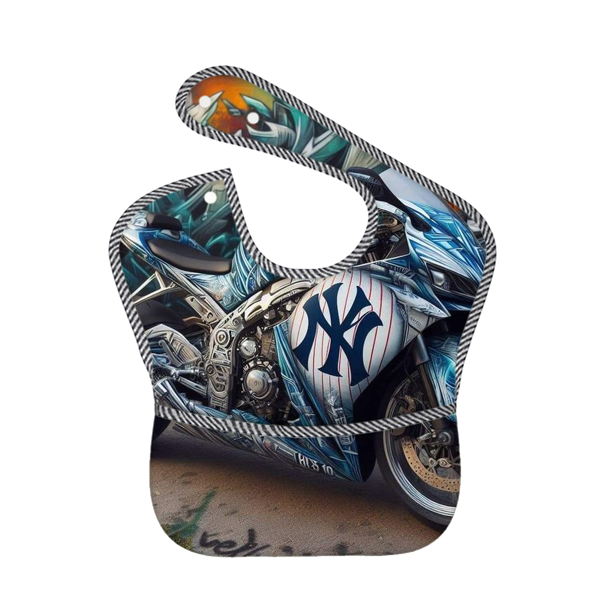 New York Yankees 343 Adjustable Waterproof Toddler Bib – Full-Print Durable Polyester – Foldable Crumb Pocket – Easy Snap Closure – Soft